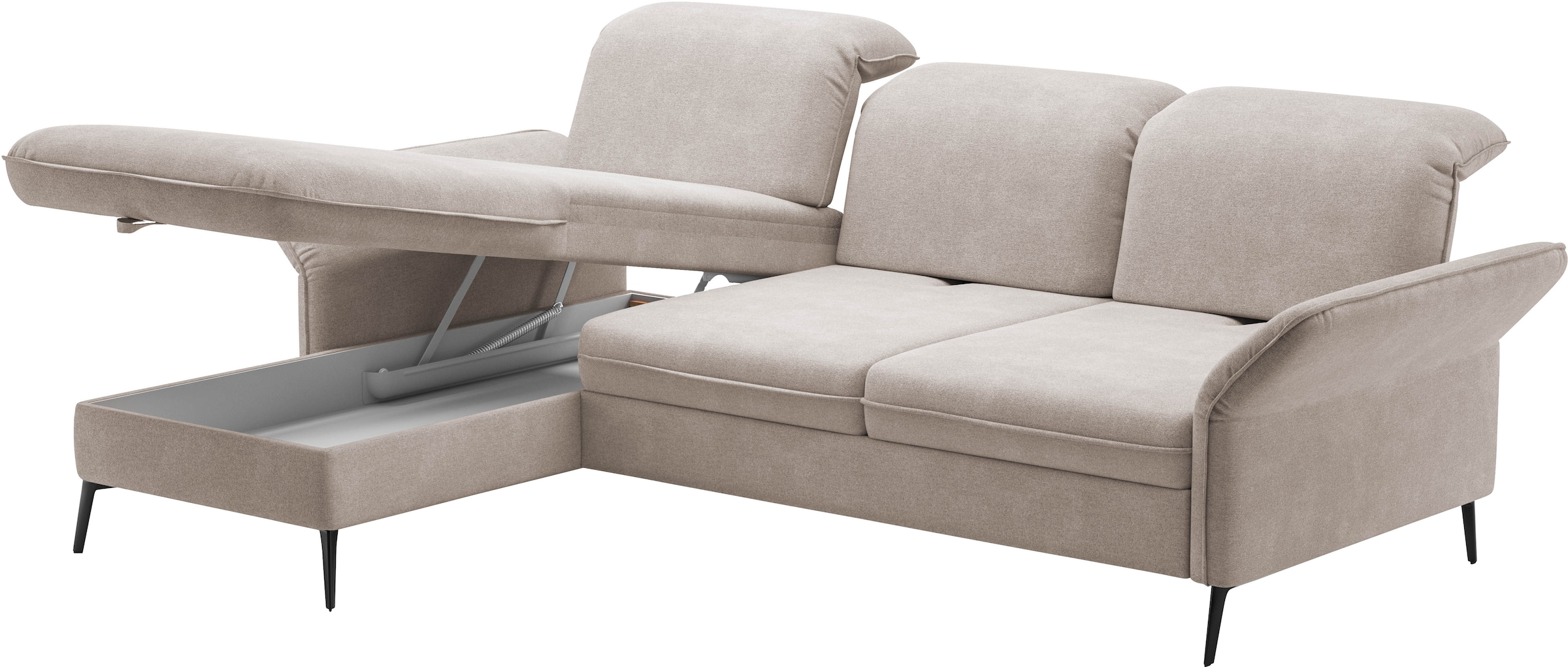 sit&more Ecksofa »Emely, inkl. Sitztiefenverstellung«, wahlweise mit Bettfunktion,Bettkasten,Kopf- & Armteilverstellung