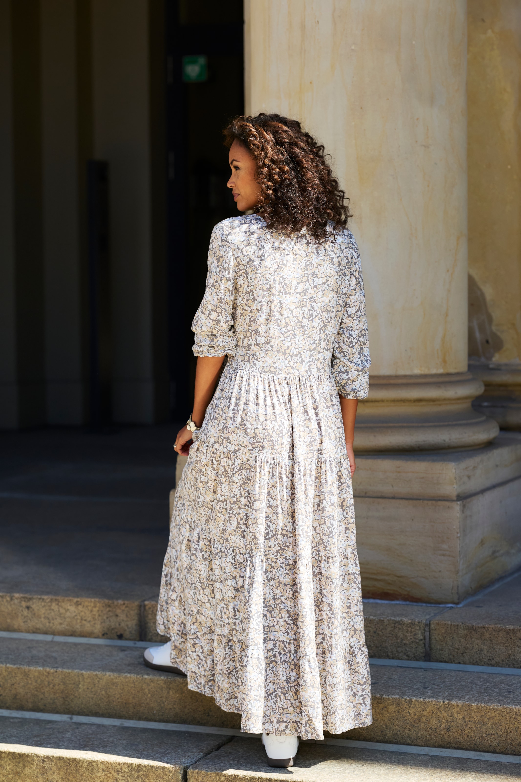 Vivance Maxi robe mit Alloverprint und Volants, langärmlig, Druckkleid, casual-chic