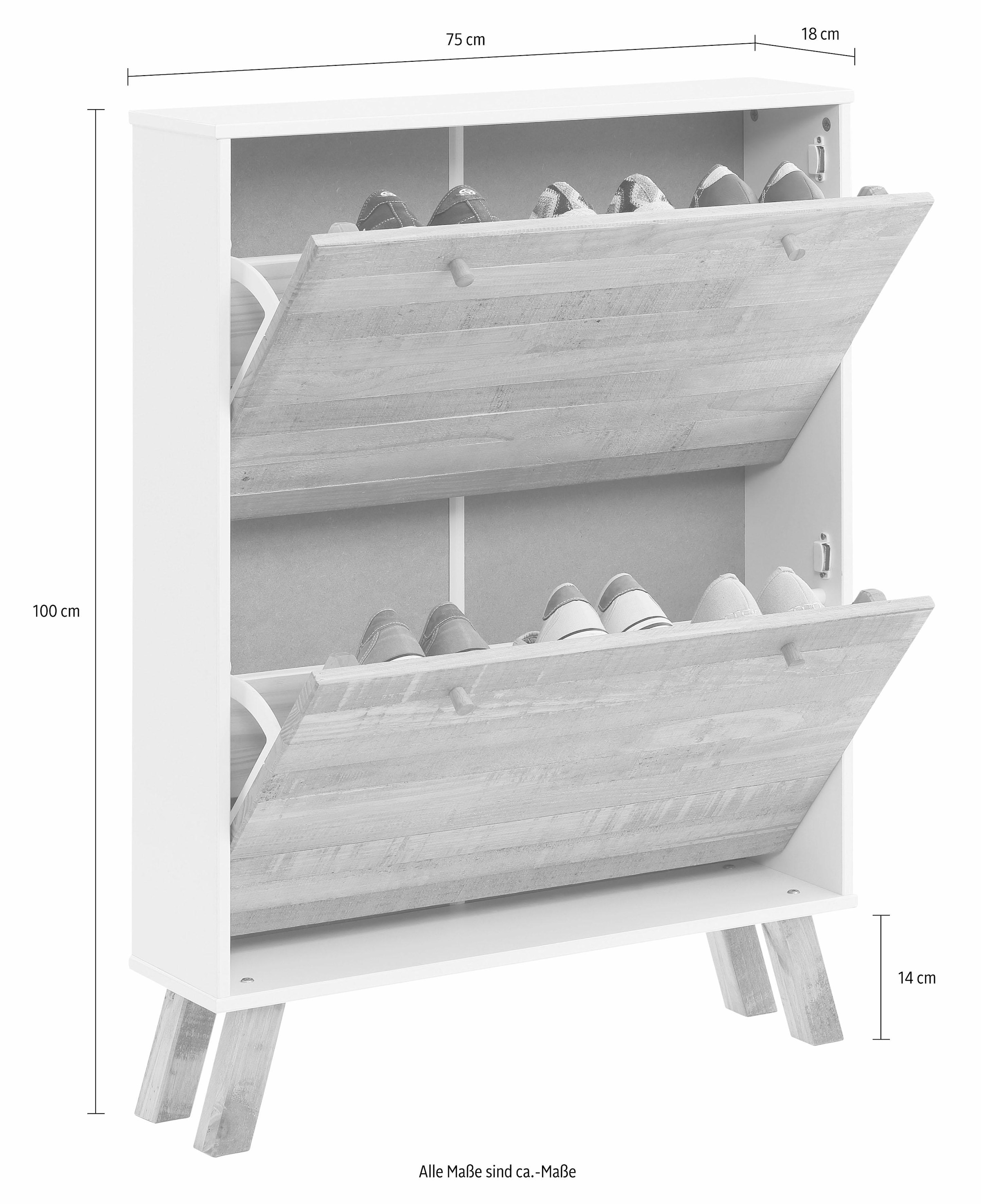 Home affaire 2 kaufen bequem Klappen, Breite 75 Rondo», cm Schuhschrank, mit