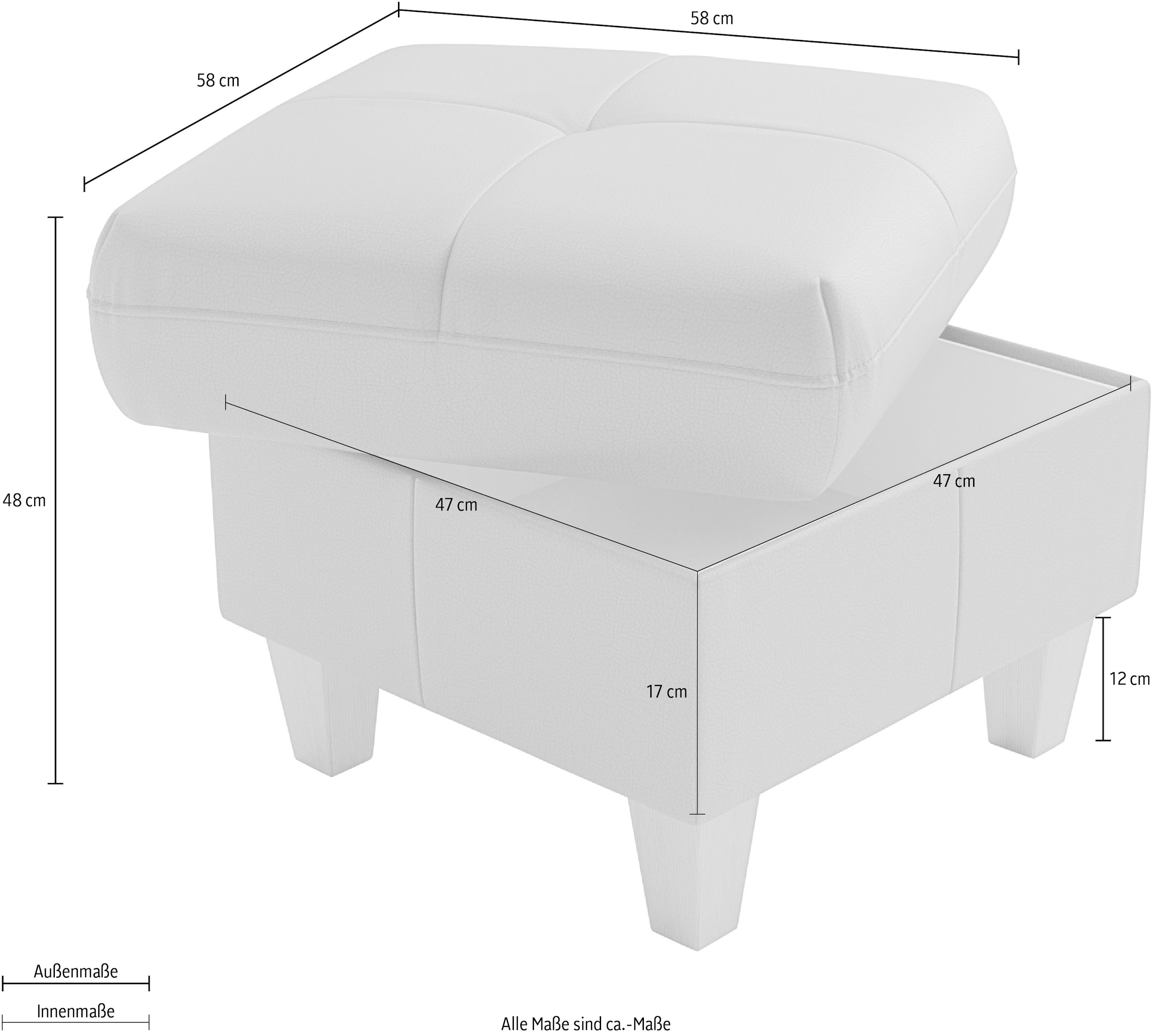 sit&more Polsterhocker »Pamela, Leder, B: 58 cm« 1 Stk. tlg. mit praktischen Stauraum, hochwertige Qualität, verschiedene Farben