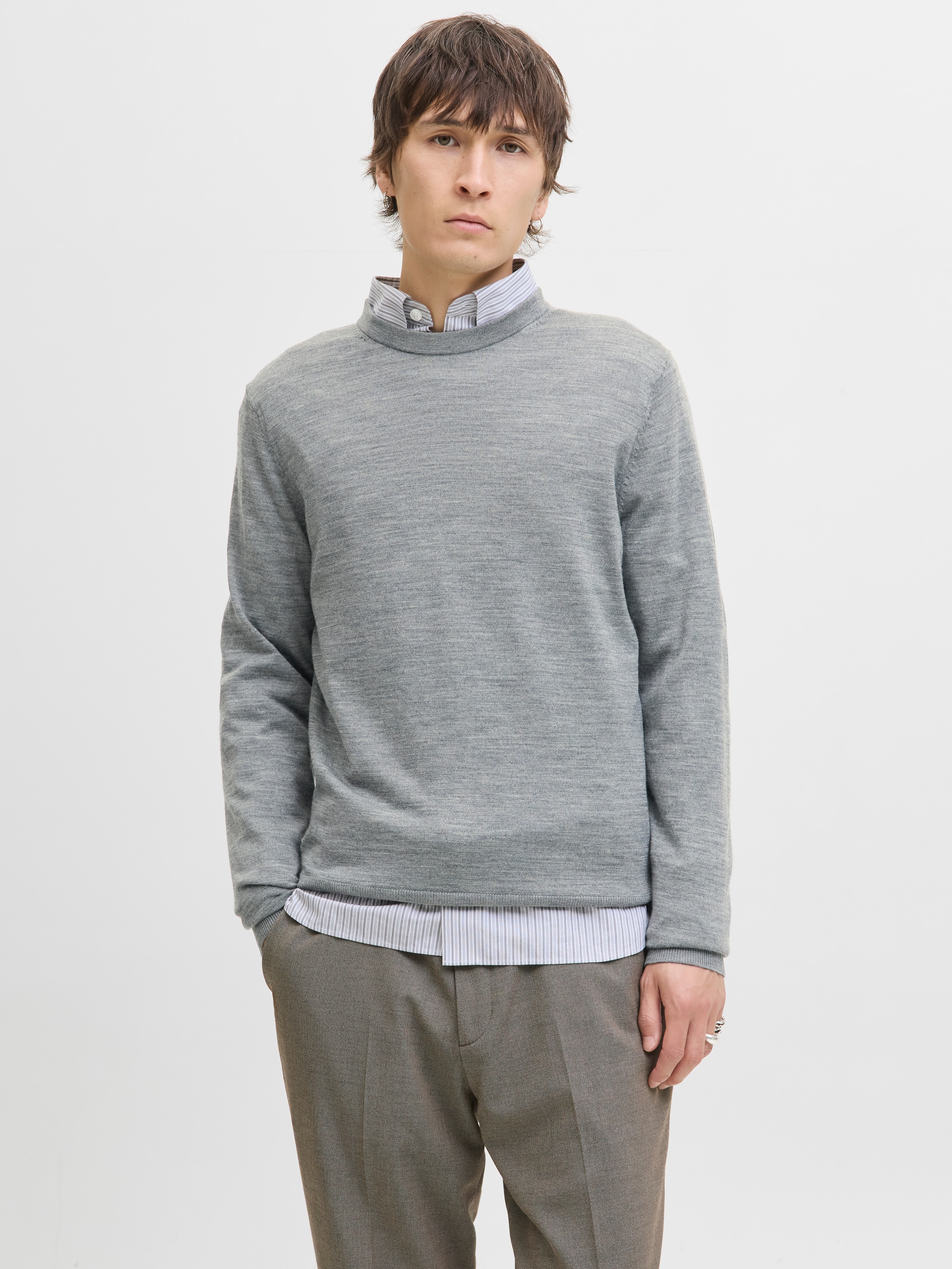 Image of Jack & Jones Rundhalspullover "JPRBLAMARK MERINO KNIT CREW NECK LN" Wolle, regular fit