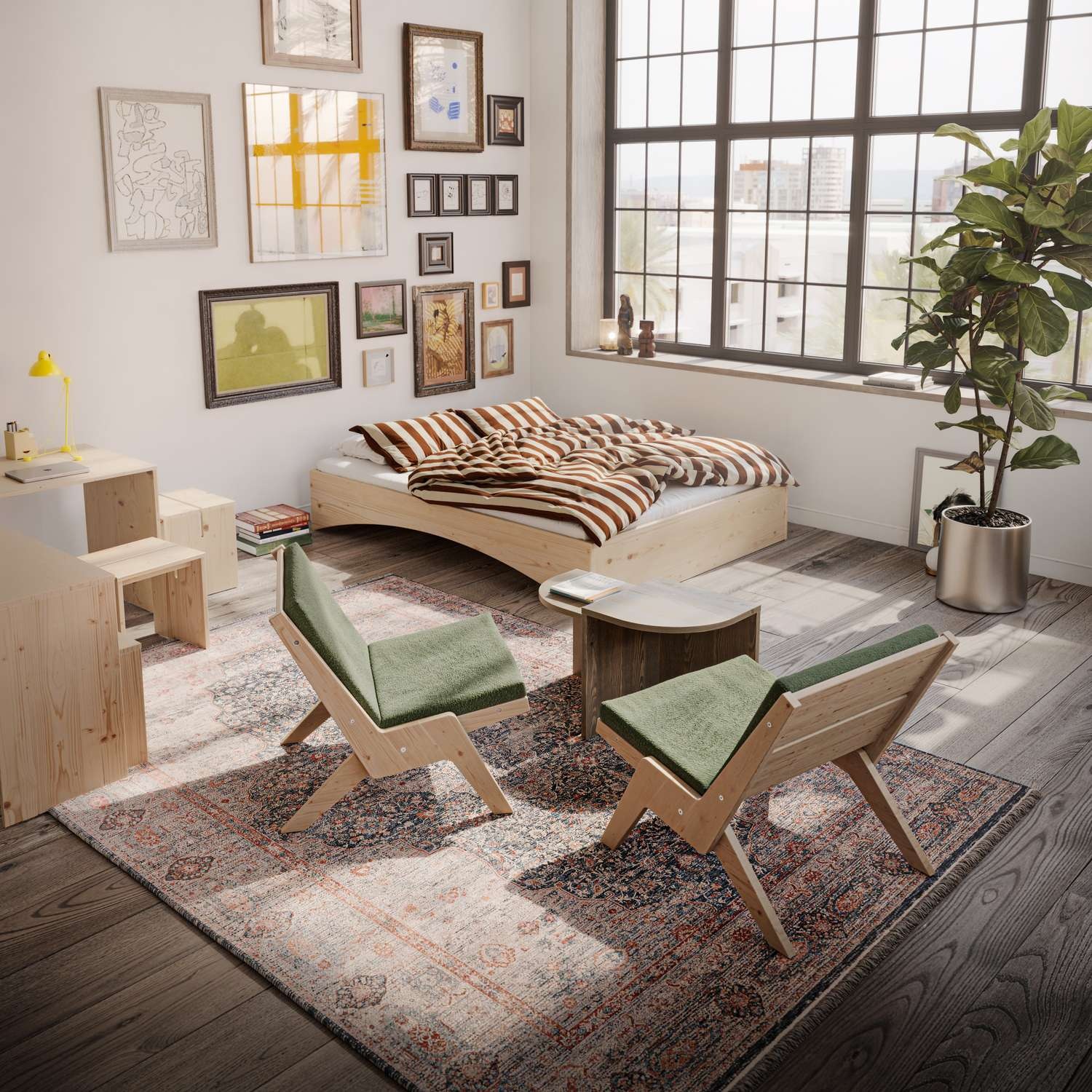 Karup Design Bettgestell "Orbit Bed, Massivholzbett, Futonbett, FSC-zertifiziertem Massivholz" B/H/T ca: 144/164/184x35x205cm), mehrere Größen, inklusive Lattenrost, ohne Matratze, Made in Europe