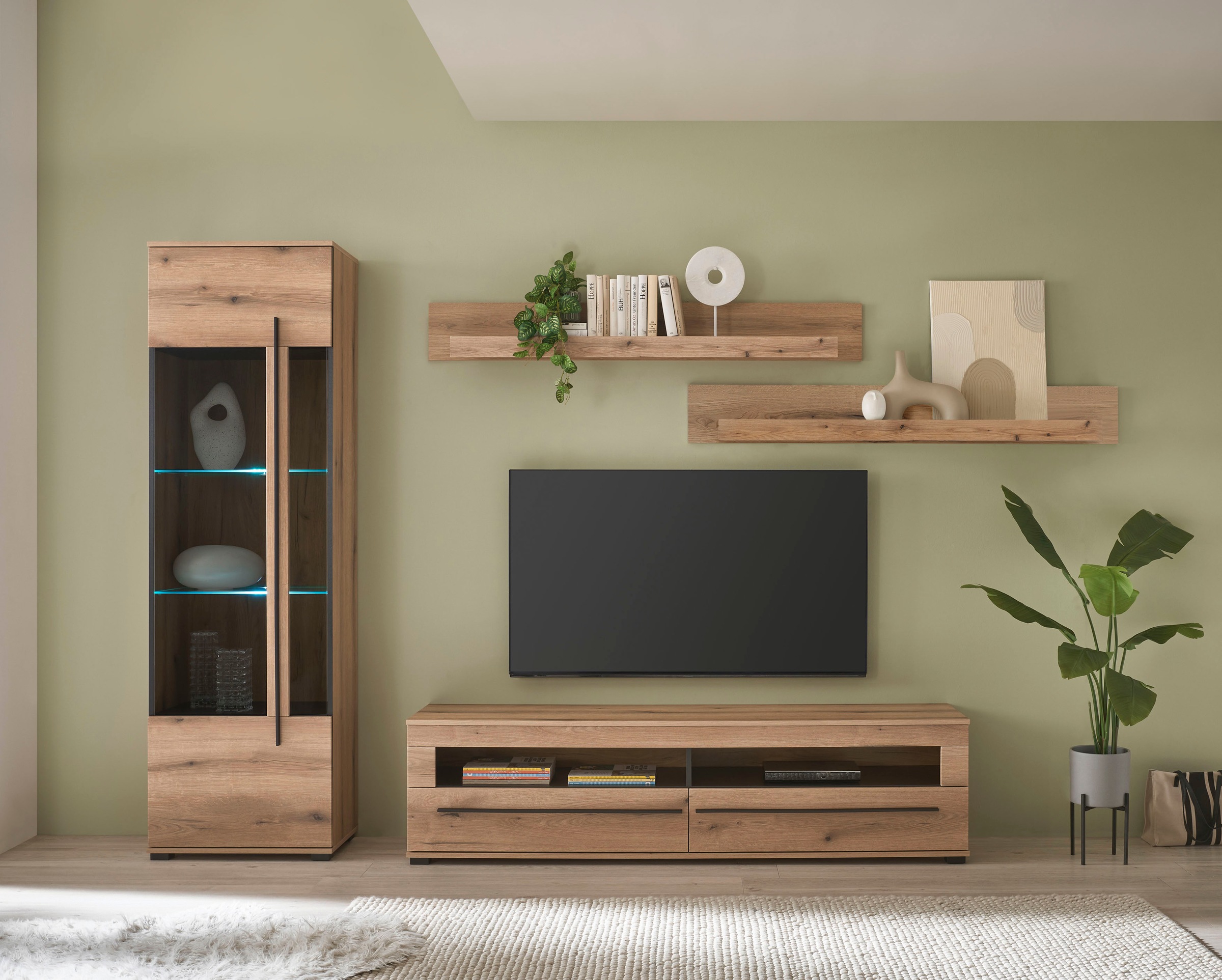 INOSIGN Lowboard »modernes TV-Unterteil, Kommode in Eiche Evoke oder weiss«, schwarze Stangengriffe, ausreichend Stauraum, vielseitig einsetzbar