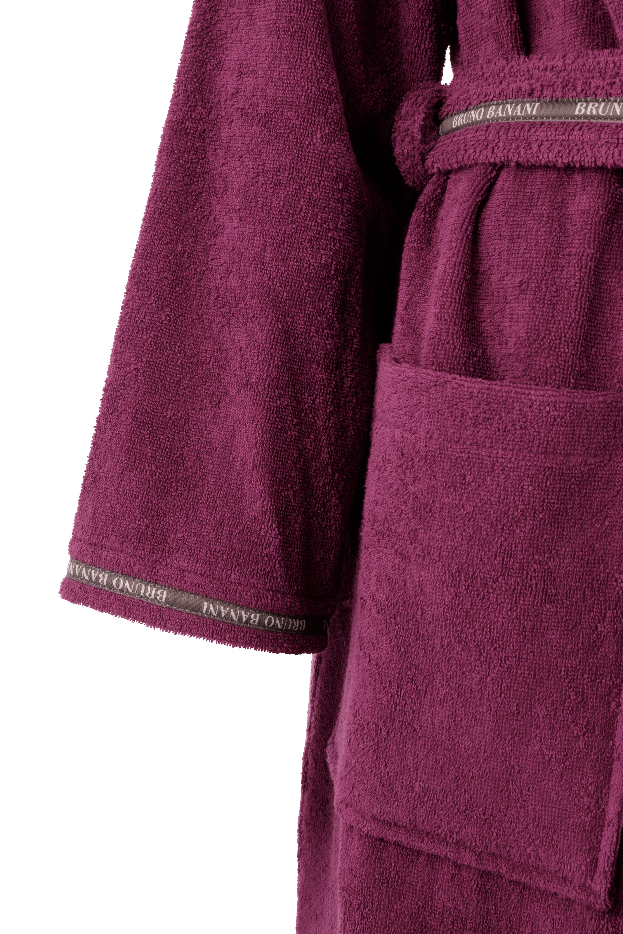 Bruno Banani Damenbademantel »Danny, ideal für Sauna & Spa, Hotelbademantel, Morgenmantel«, (1 St.), mit Logostreifen, aus 100% Baumwolle, XS-3XL