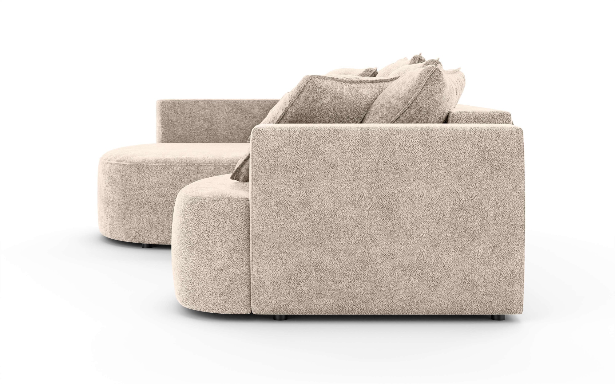 INOSIGN Ecksofa »Kahekili, Schlafsofa mit Bettkasten, Masse B/T/H: 255/181/90/ cm«, L-Form mit Wellenunterfederung, 7 Rückenkissen und 2 Zierkissen