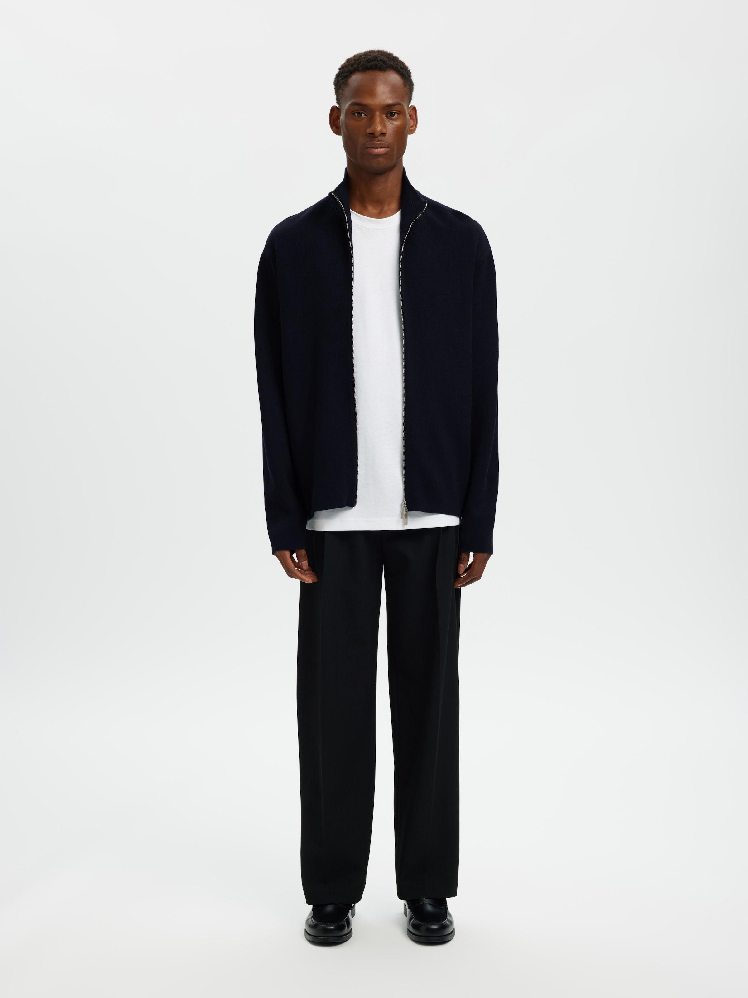 SELECTED Veste en tricot »SLMTELLER FN ZIP CARDIGAN NOOS« mélange viscose, coupe régulière