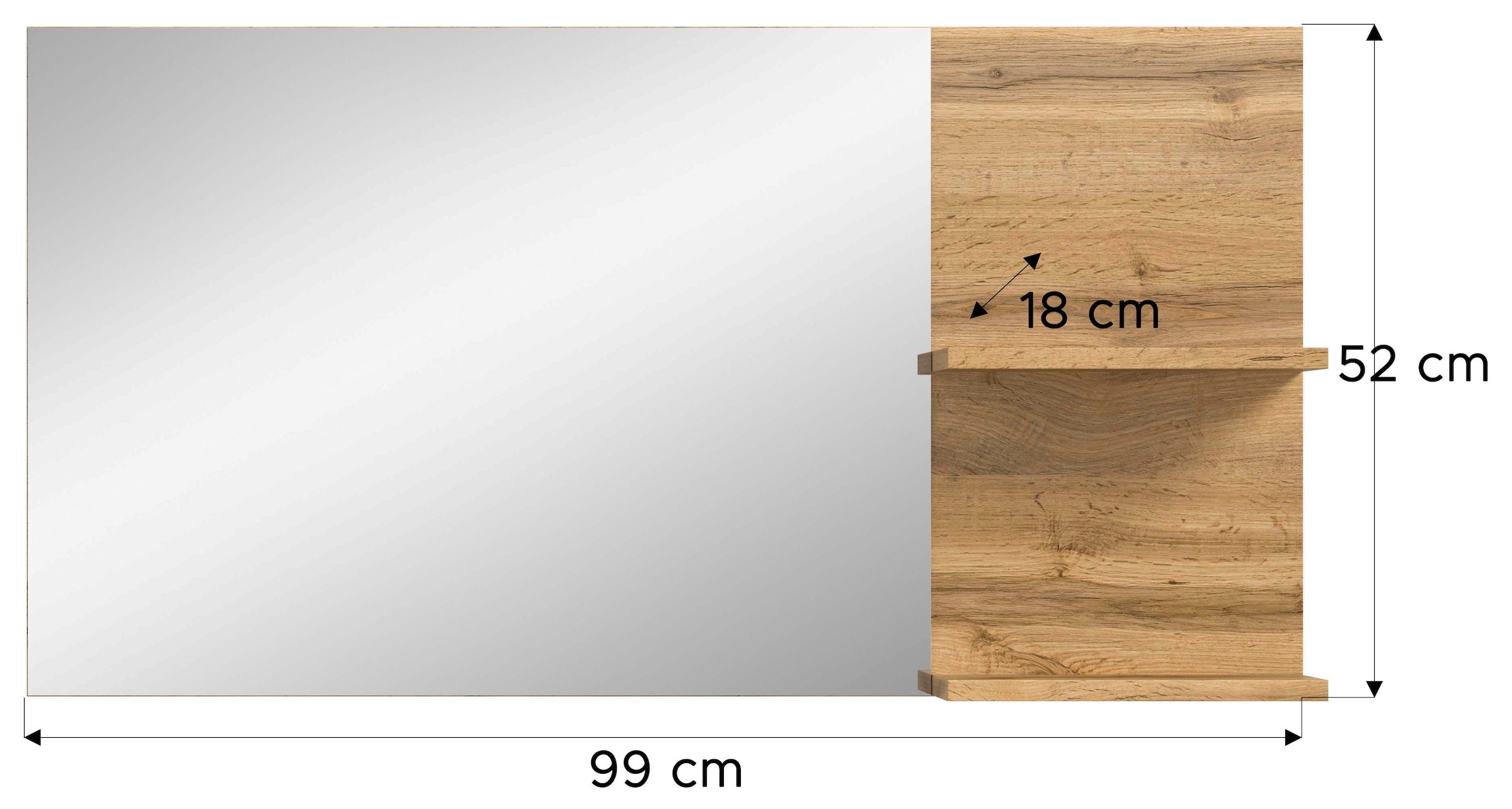 GOODproduct Garderobenspiegel »MAMBO, TOPSELLER!, 2 Ablageböden, asymetrisch« Spiegel, Flur, Diele, Spiegel mit Ablage
