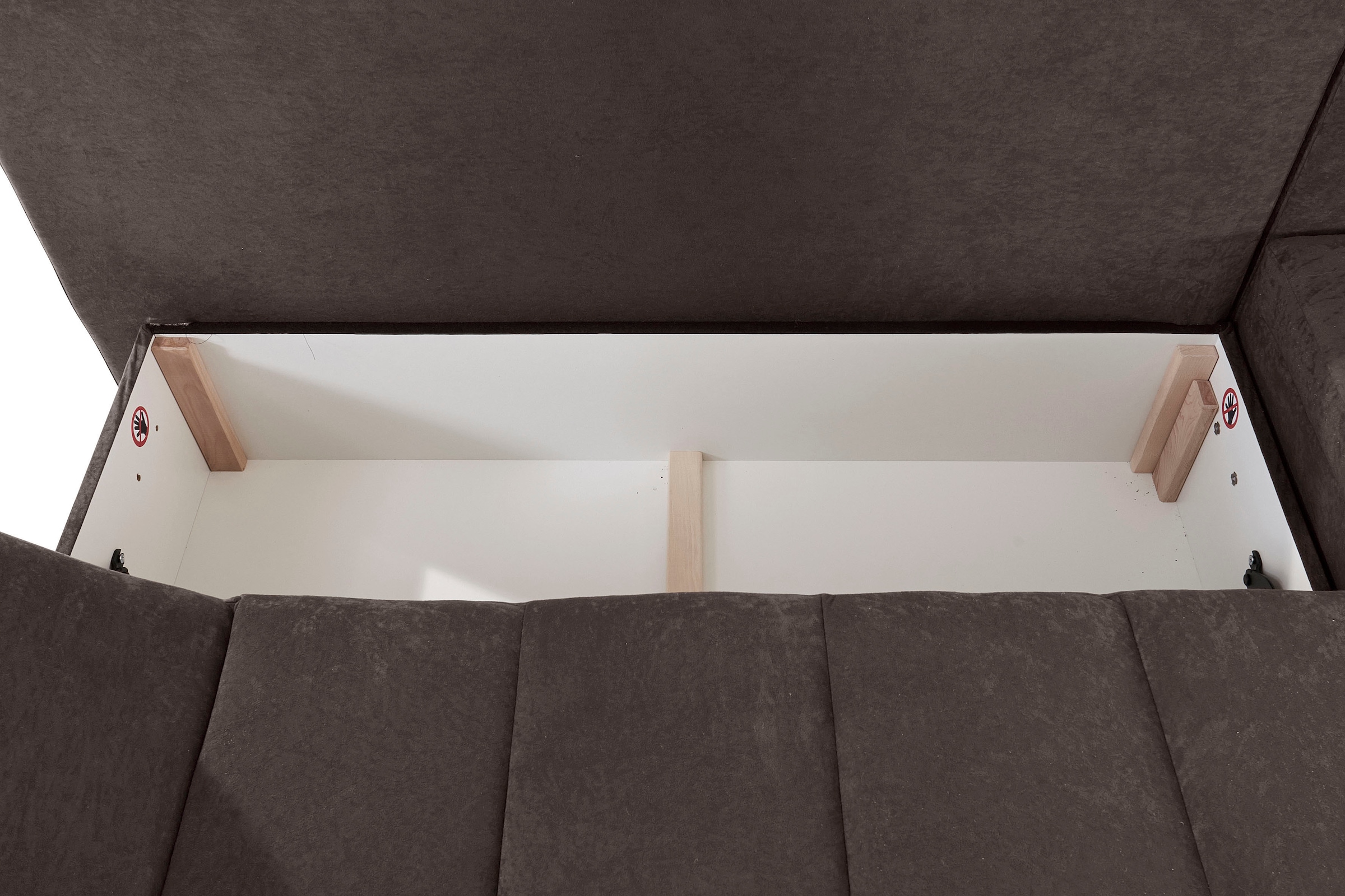 INOSIGN Ecksofa »Imola, elegant und modern, aktuelle Steppung im Sitz, bequem, L-Form«, frei im Raum stellbar, wahlweise mit Bettfunktion und Bettkasten
