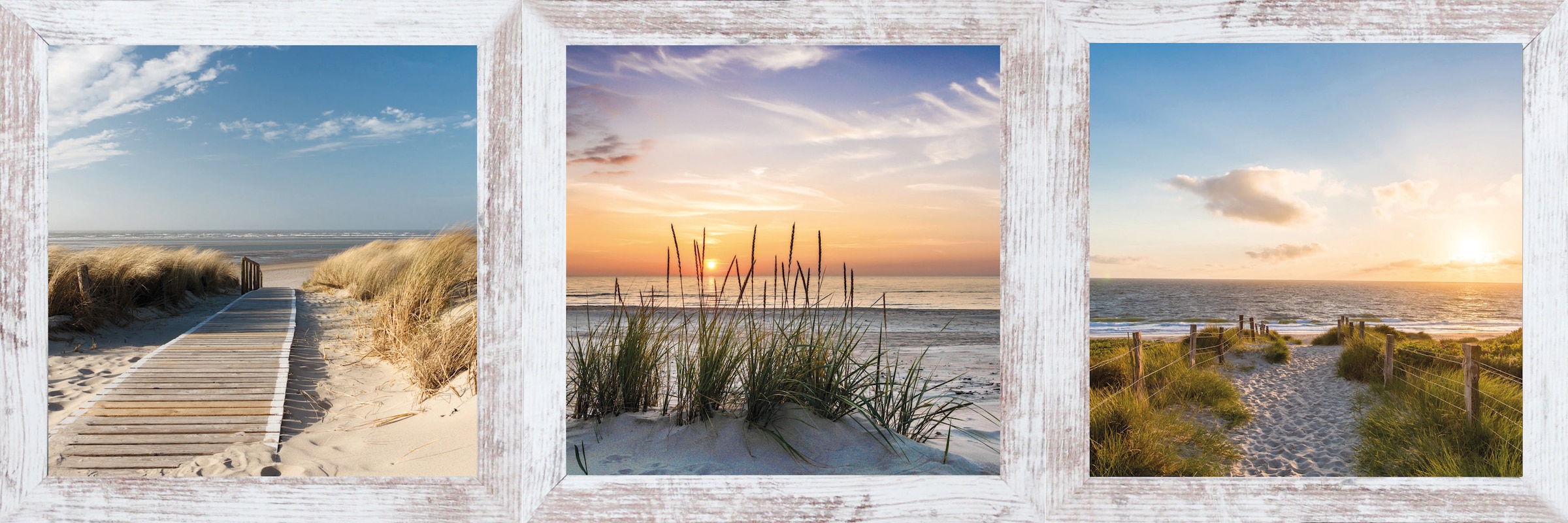 Image of Bönninghoff Bild mit Rahmen "Strand, Sand, Sonne, 3er Set" 1 Stk. tlg.