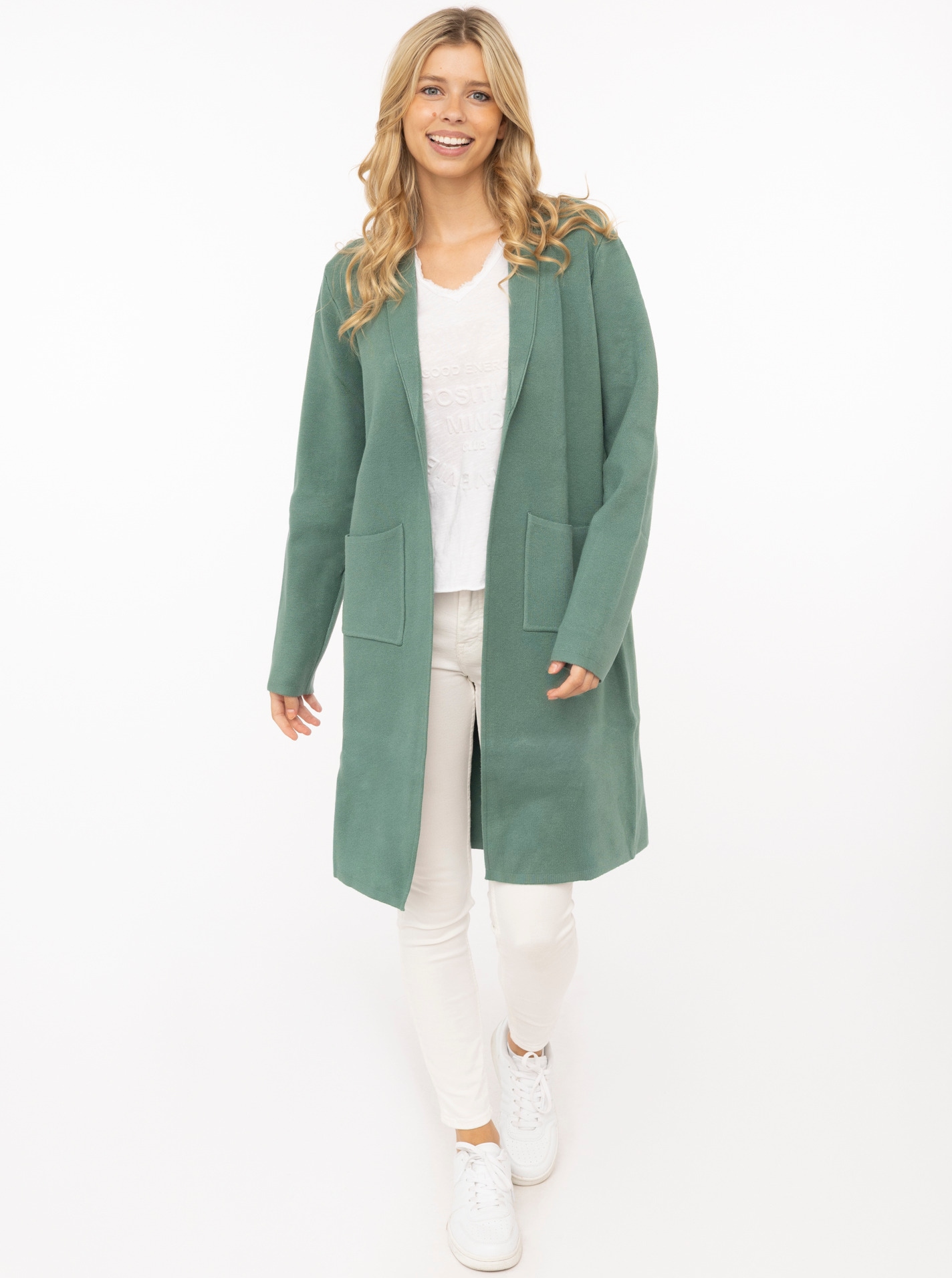 Zwillingsherz Cardigan »"Jessi"« avec col, manches longues, poches plaquées, sans fermeture, longueur genou