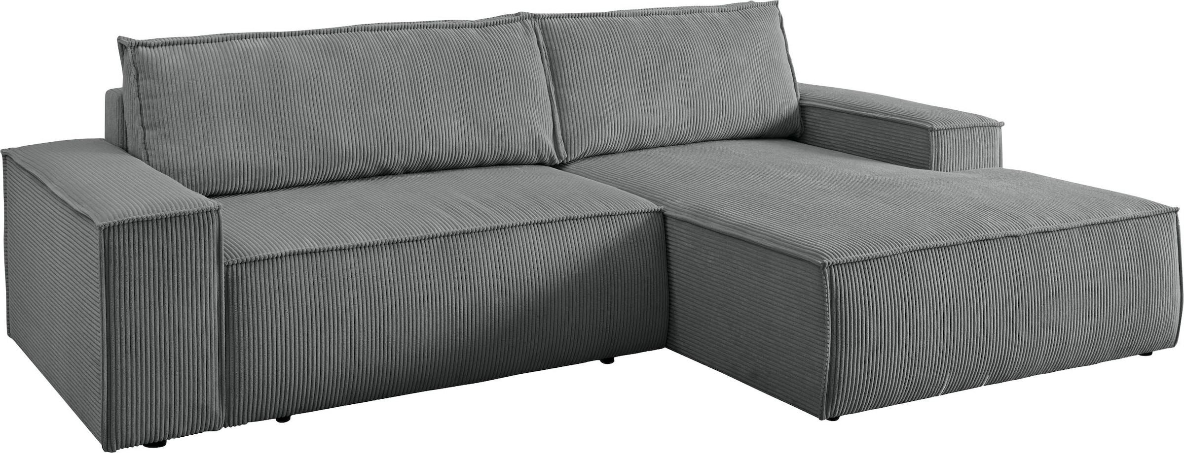 Home affaire Ecksofa SHERWOOD Schlafsofa 267 cm, L-Form, Schlaffunktion mit Bettkasten (210x136 cm), Cord, Vintage, Samtvelours