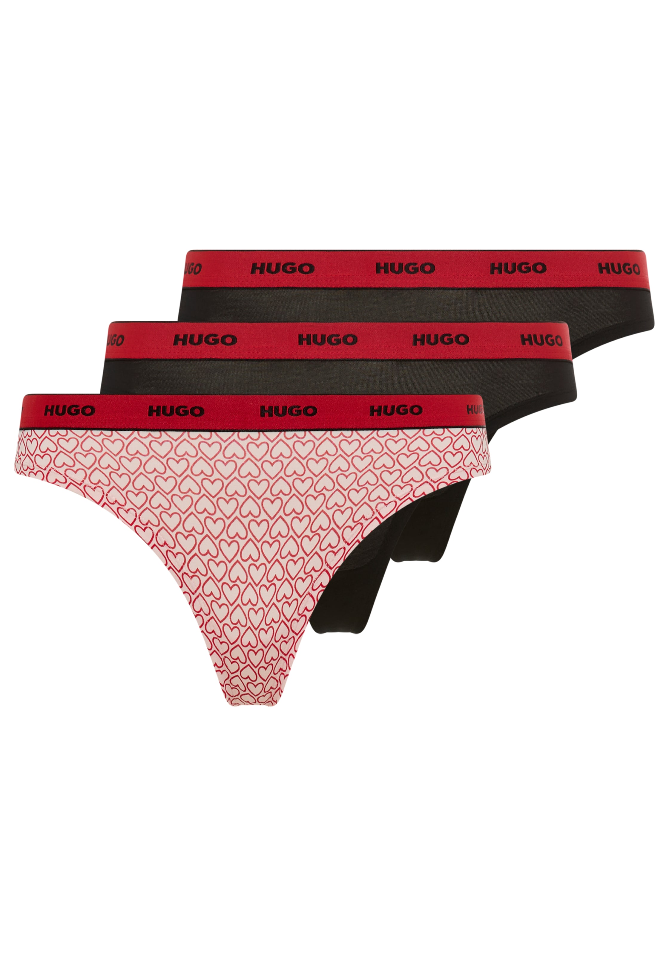 HUGO Underwear String »TRIPLET THONG DESIGN« 3 cuis wiederholendes Logo am Bund