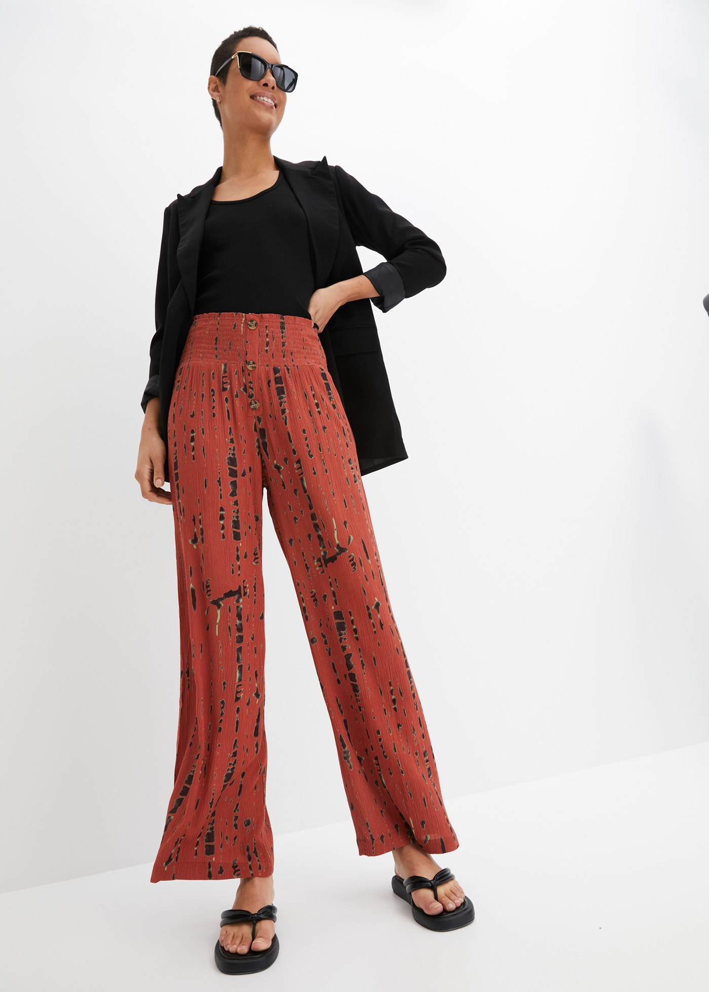 bonprix Pantalon palazzo  aus Viskose, mit Gummibund, lockere Passform, femininer Stil