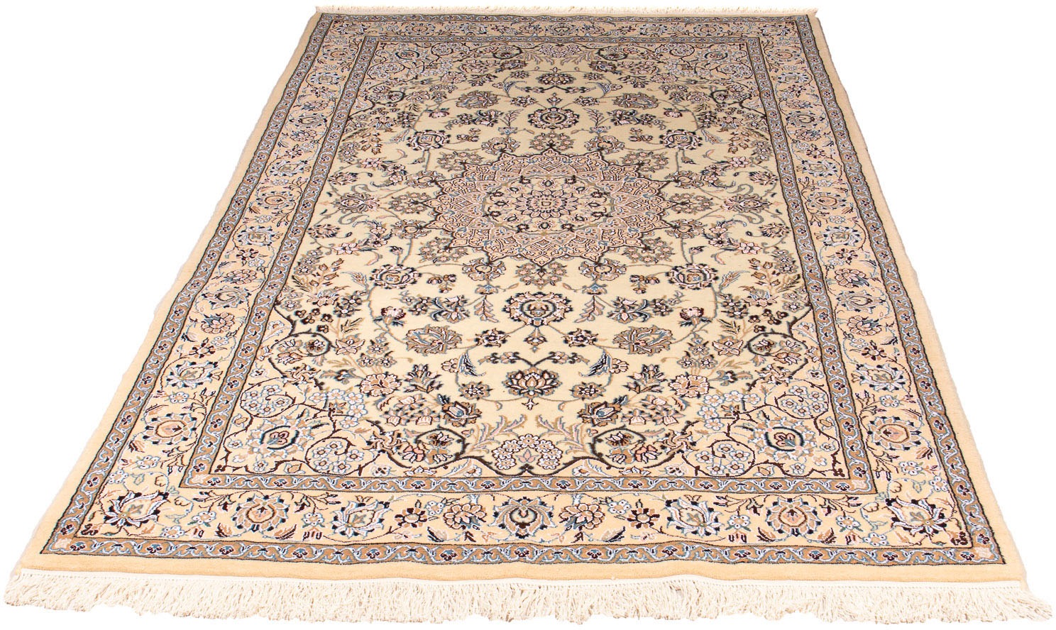 Image of morgenland Orientteppich »Perser - Nain - Royal - 227 x 135 cm - beige«, rechteckig, 10 mm Höhe, Wohnzimmer, Handgeknüpft, Einzelstück mit Zertifikat bei Ackermann Versand Schweiz