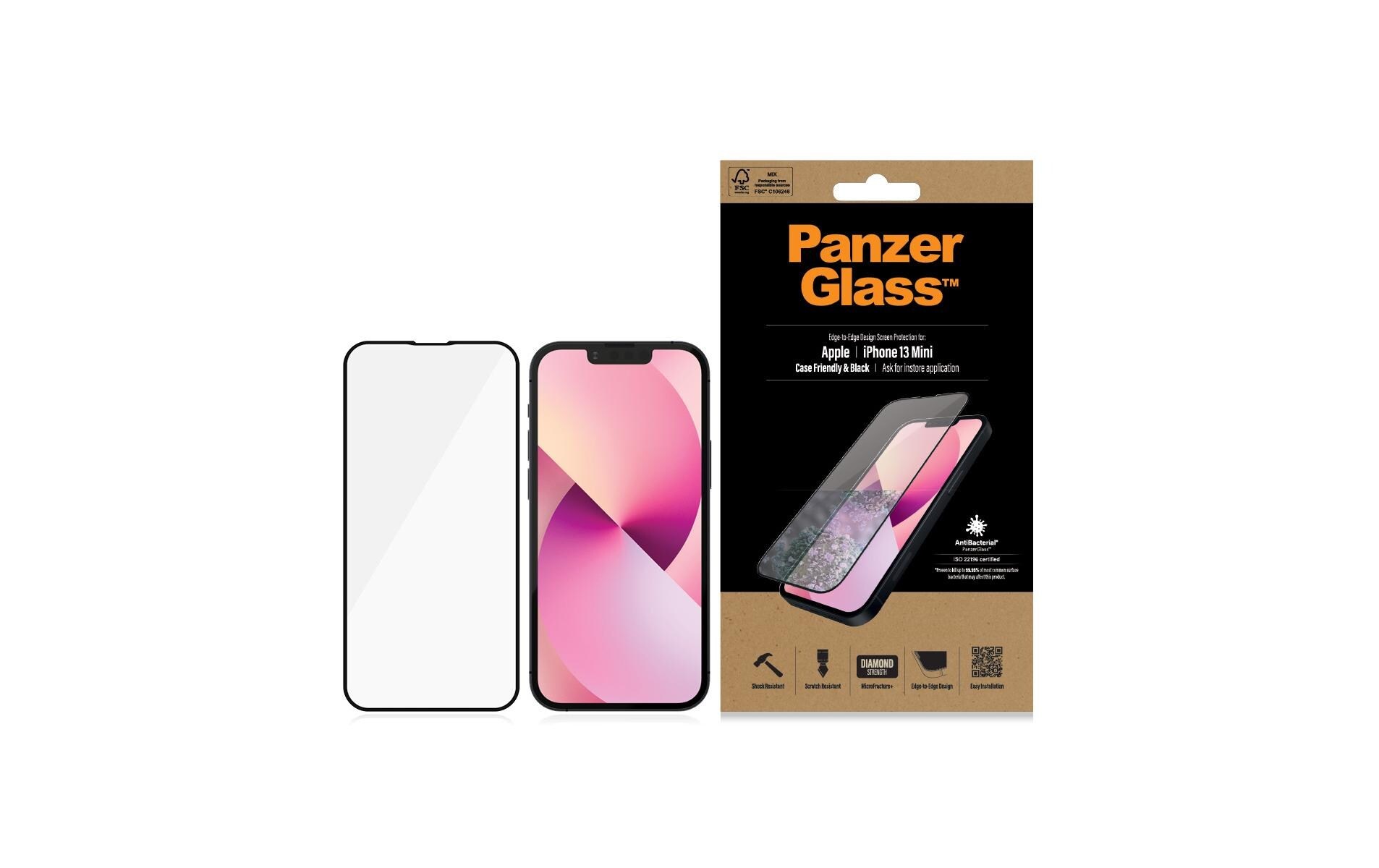PanzerGlass Displayschutzglas »Displayschutz Case«, für iPhone 13 mini, Mit Rahmen