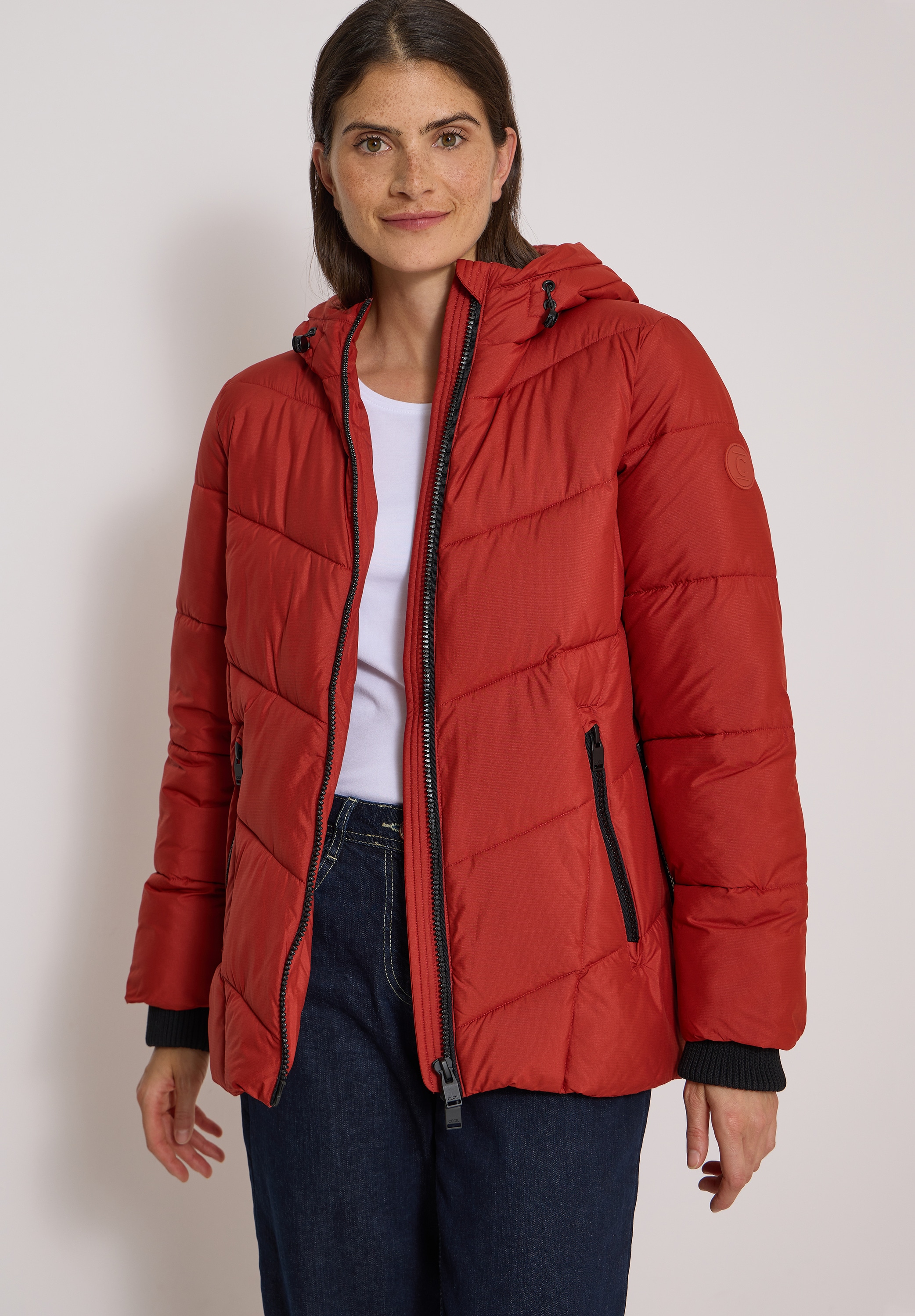 Image of Cecil Steppjacke mit Kapuze Winterjacke in Midi-Länge mit Kapuze