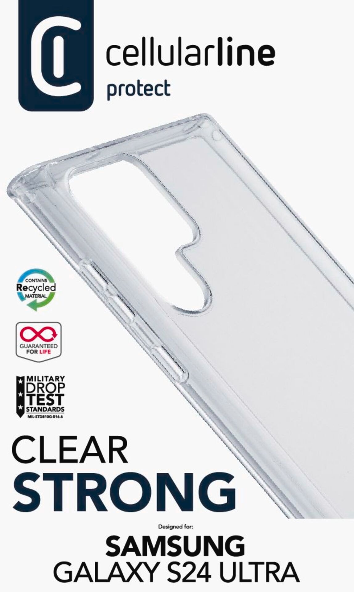 Cellularline Handyhülle »Clear Strong Case für Samsung Galaxy S24 Ultra« Handycover Backcover Schutzhülle Handyschutzhülle stossfest kratzfest