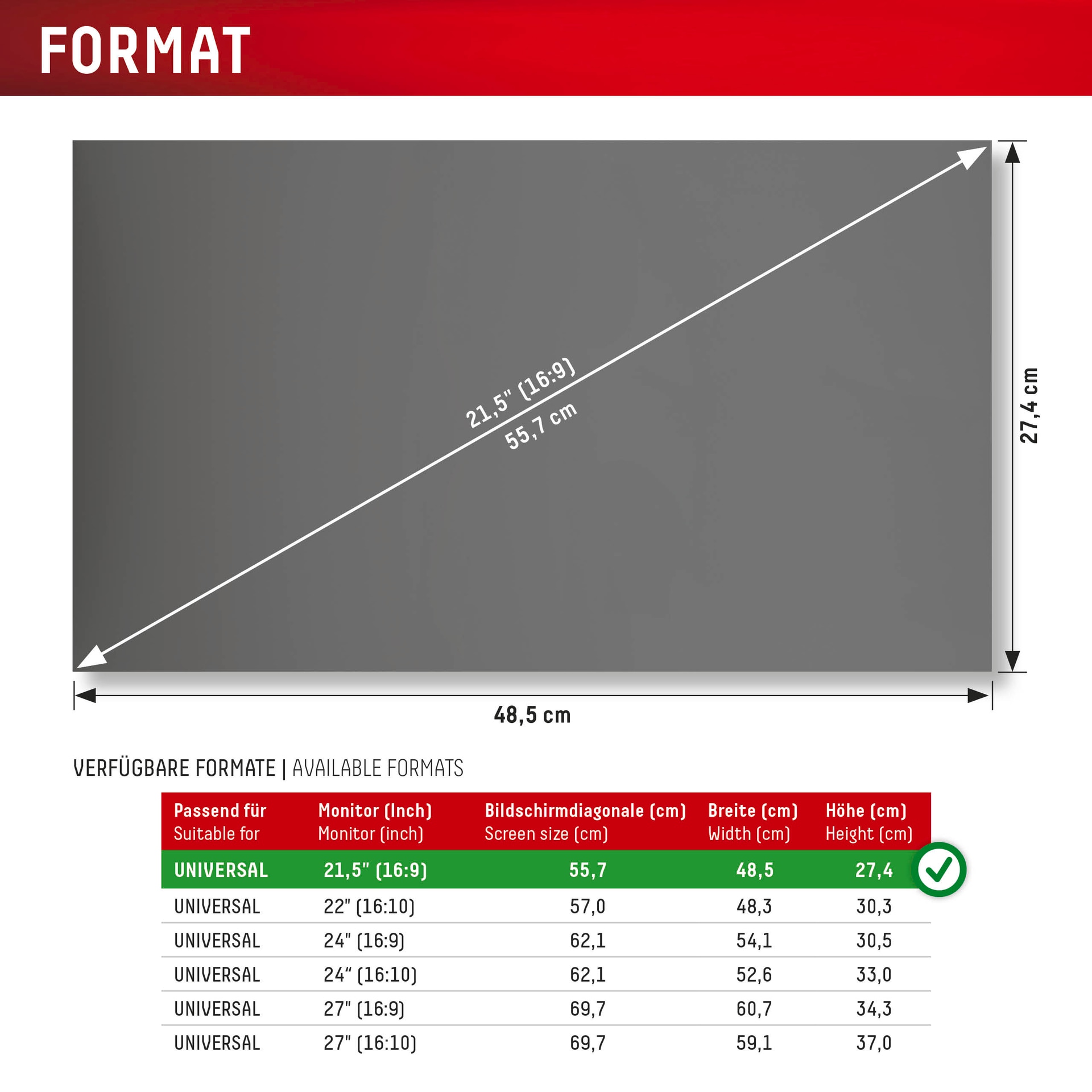 Displex Displayschutzfolie »Privacy Safe Blickschutzfilter« für Universell für Monitore mit  21,5 (16:9) Blickschutzfolie, Schutzfolie, Bildschirmschutz, kratz- & stossfest