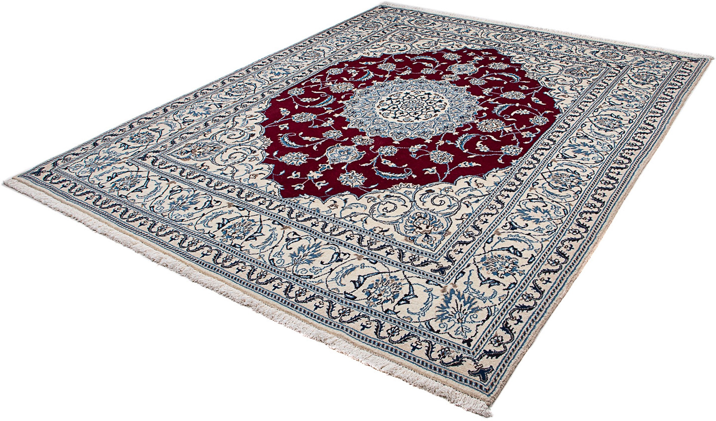 Image of morgenland Orientteppich »Perser - Nain - 250 x 200 cm - dunkelrot«, rechteckig, 10 mm Höhe, Wohnzimmer, Handgeknüpft, Einzelstück mit Zertifikat bei Ackermann Versand Schweiz