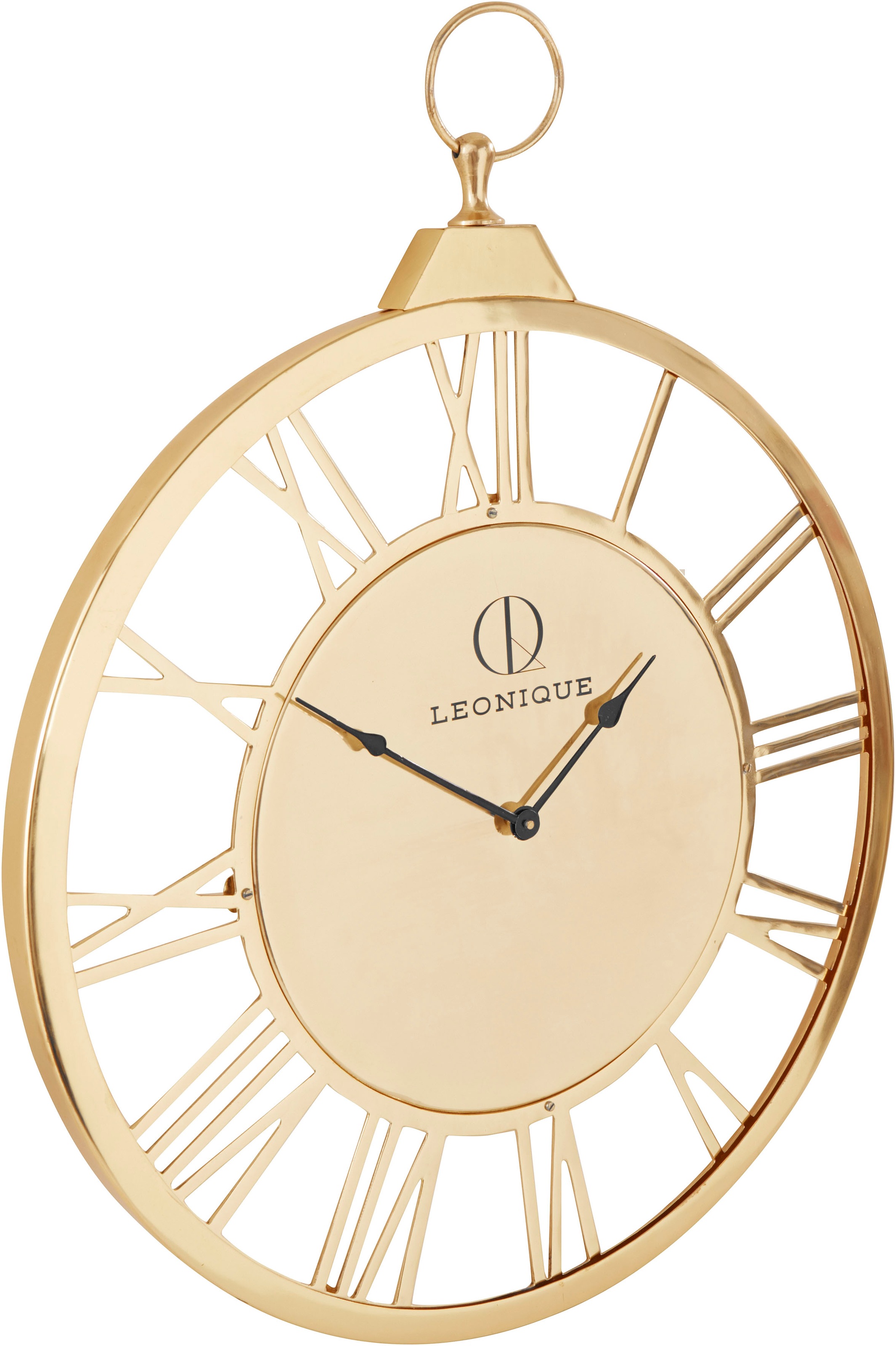 Image of Leonique Wanduhr »Leonique GOLD«, XXL, rund, Ø 58 cm, aus Metall, römische Ziffern, dekorativ in Küche & Wohnzimmer bei Ackermann Versand Schweiz
