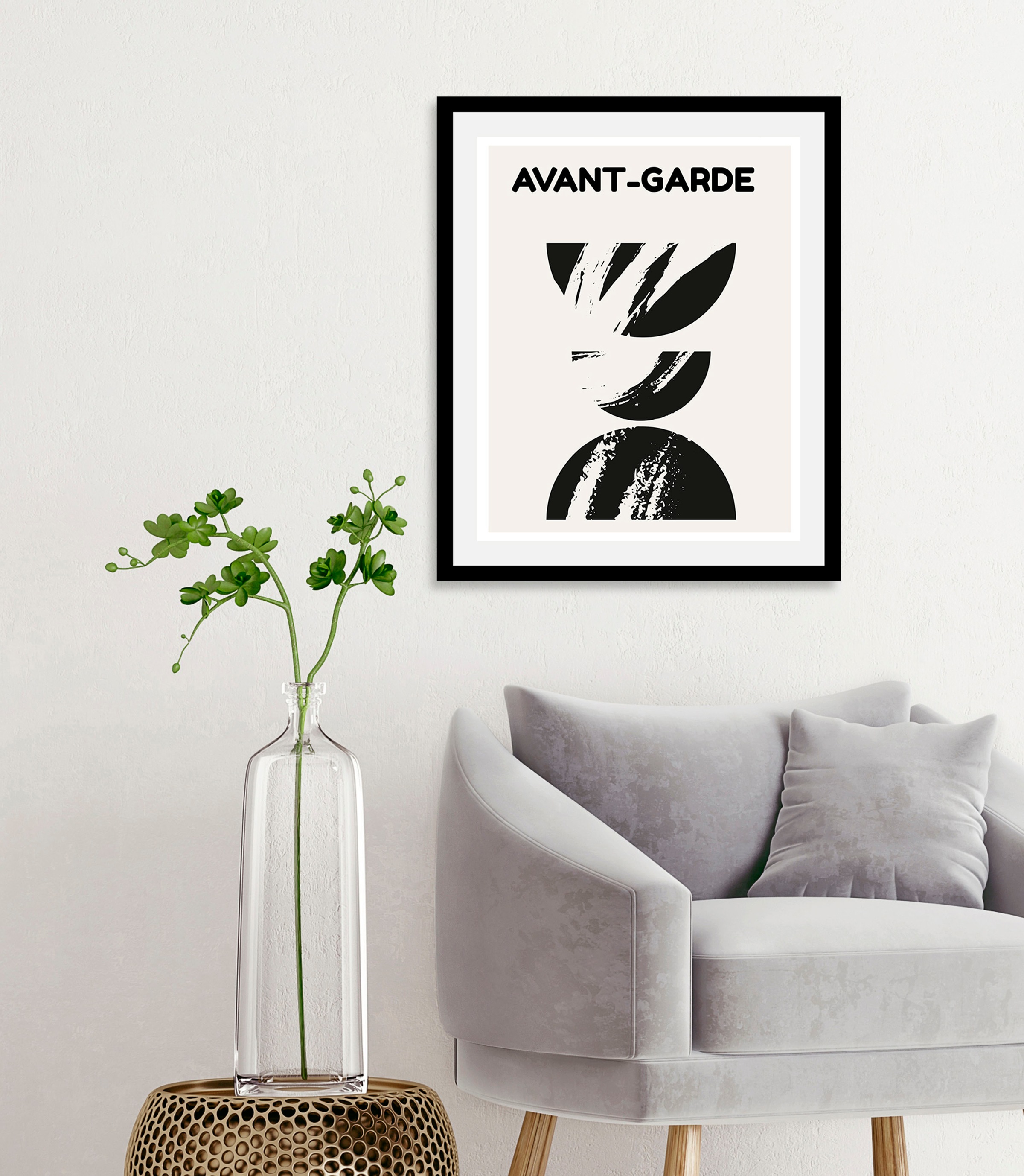 queence Bild »Avant-Garde II« Abstrakt | Kunst | Schriftzug | Schwarz-Weiss 1 Stk. tlg. gerahmt