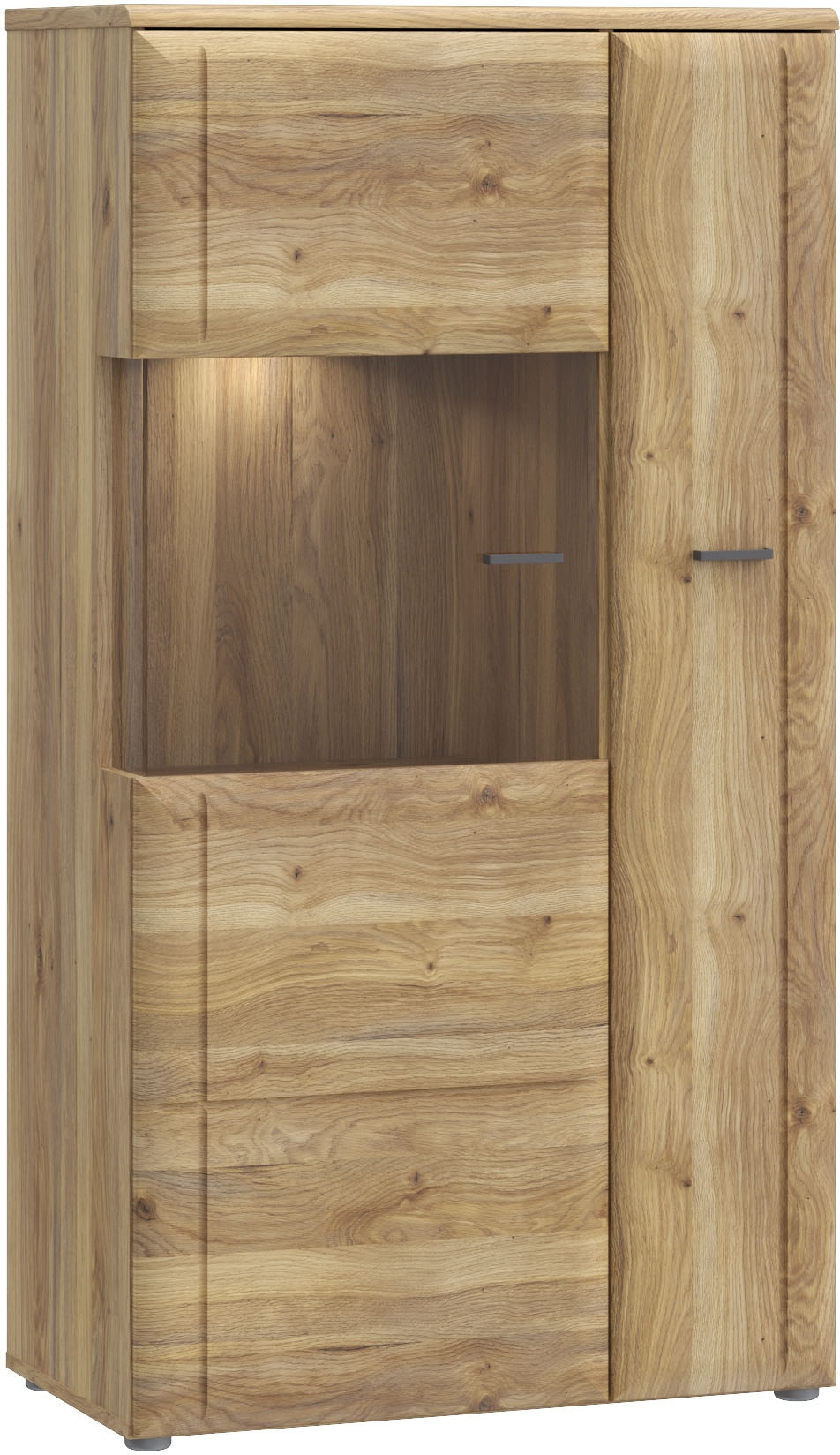 Image of FORTE Vitrine "Akinori" B/H/T 75,1/140/41,8 cm, Highboardvitrine, Glastüre, Soft Close, MDF Front