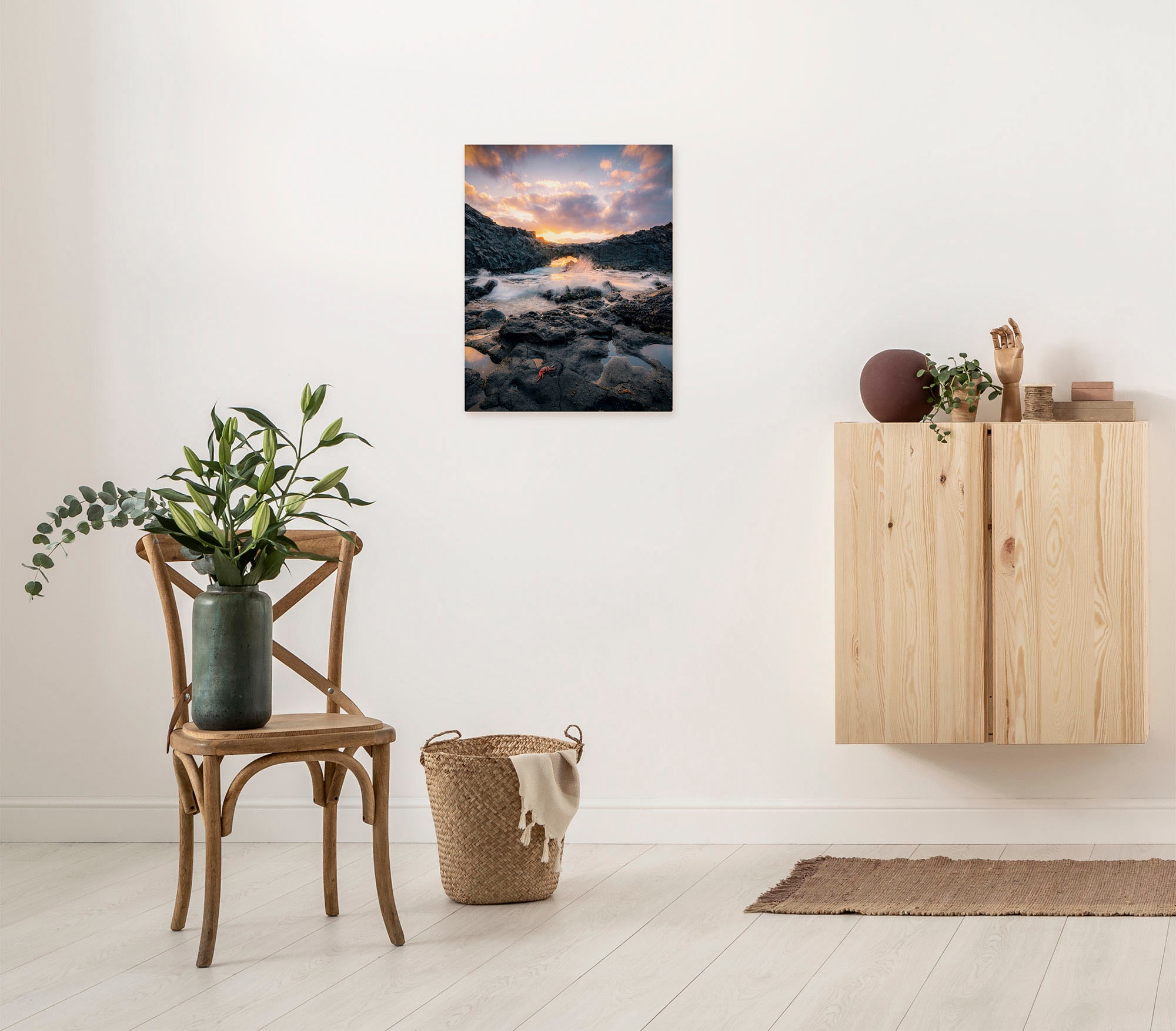 Image of Komar Leinwandbild "Golden Eye - Grösse 30 x 40 cm" Baum Berge Blumen Blätter Foto Jahreszeiten Landschaft Meer Natur Palmen Strand Packung, 1 Stk. tlg. Keilrahmenbild mi Echtholzrahmen