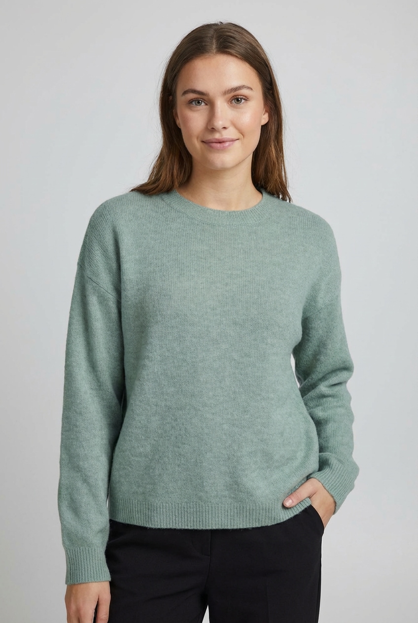 Vila Pull en tricot »VILIGA L/S O-NECK KNIT TOP - NOOS« mélange de matières, coupe décontractée