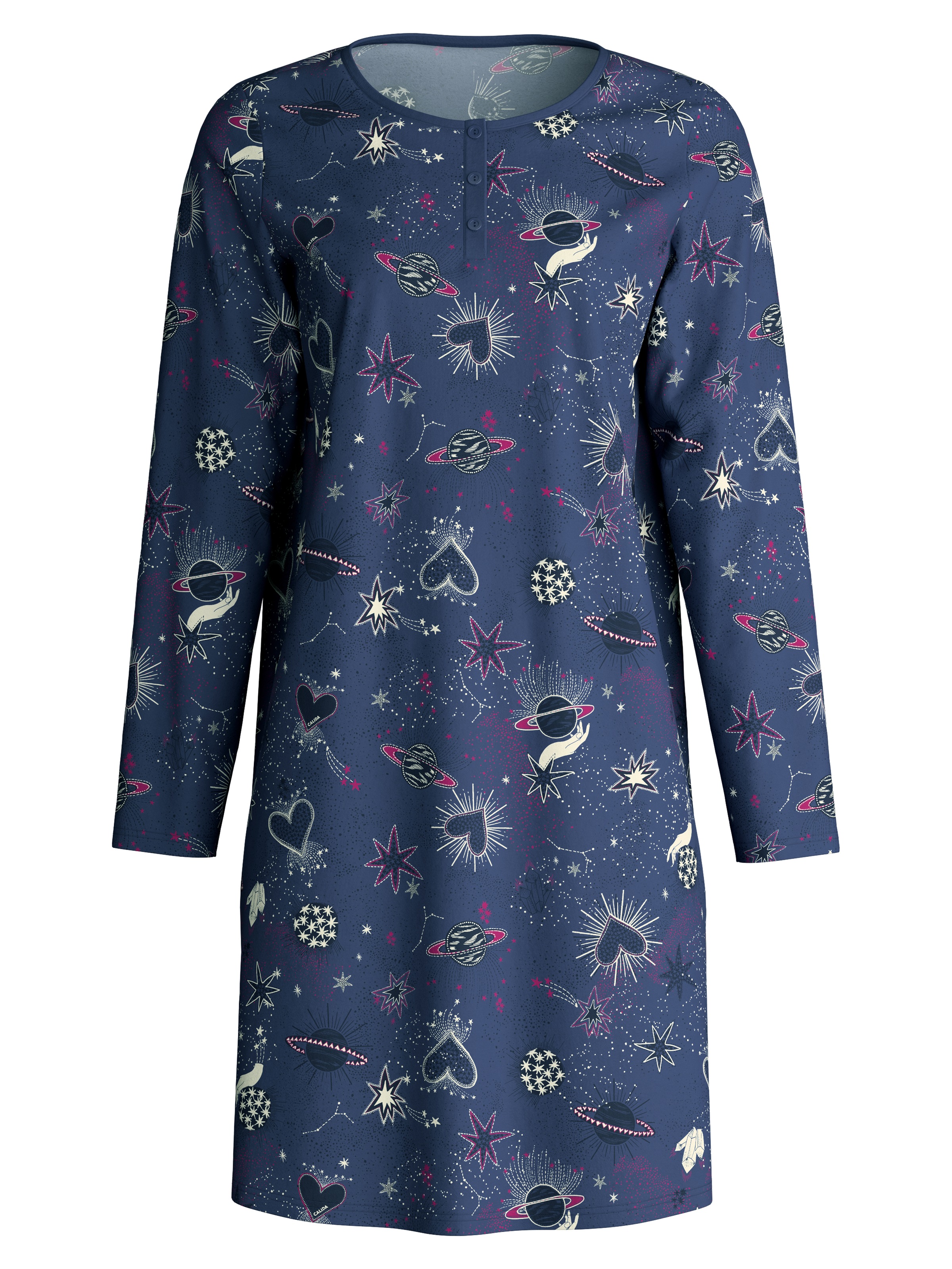 CALIDA Nachthemd »Flower Nights« Knopfleiste, Rundhals-Ausschnitt, Langarm, Pure Cotton