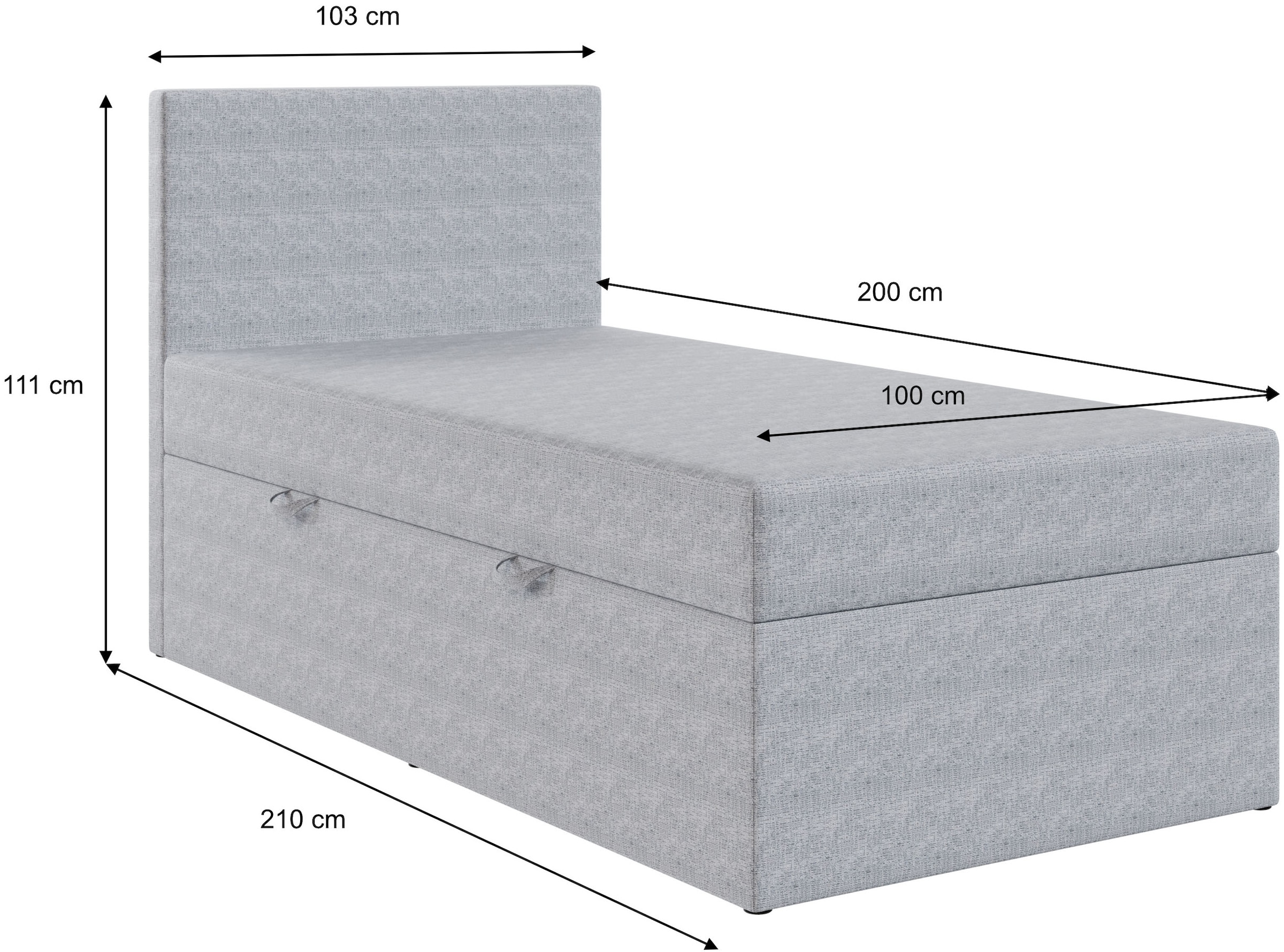 FORTE Einzelbett »LUNO inkl. Bettkasten, Breite: 100cm«