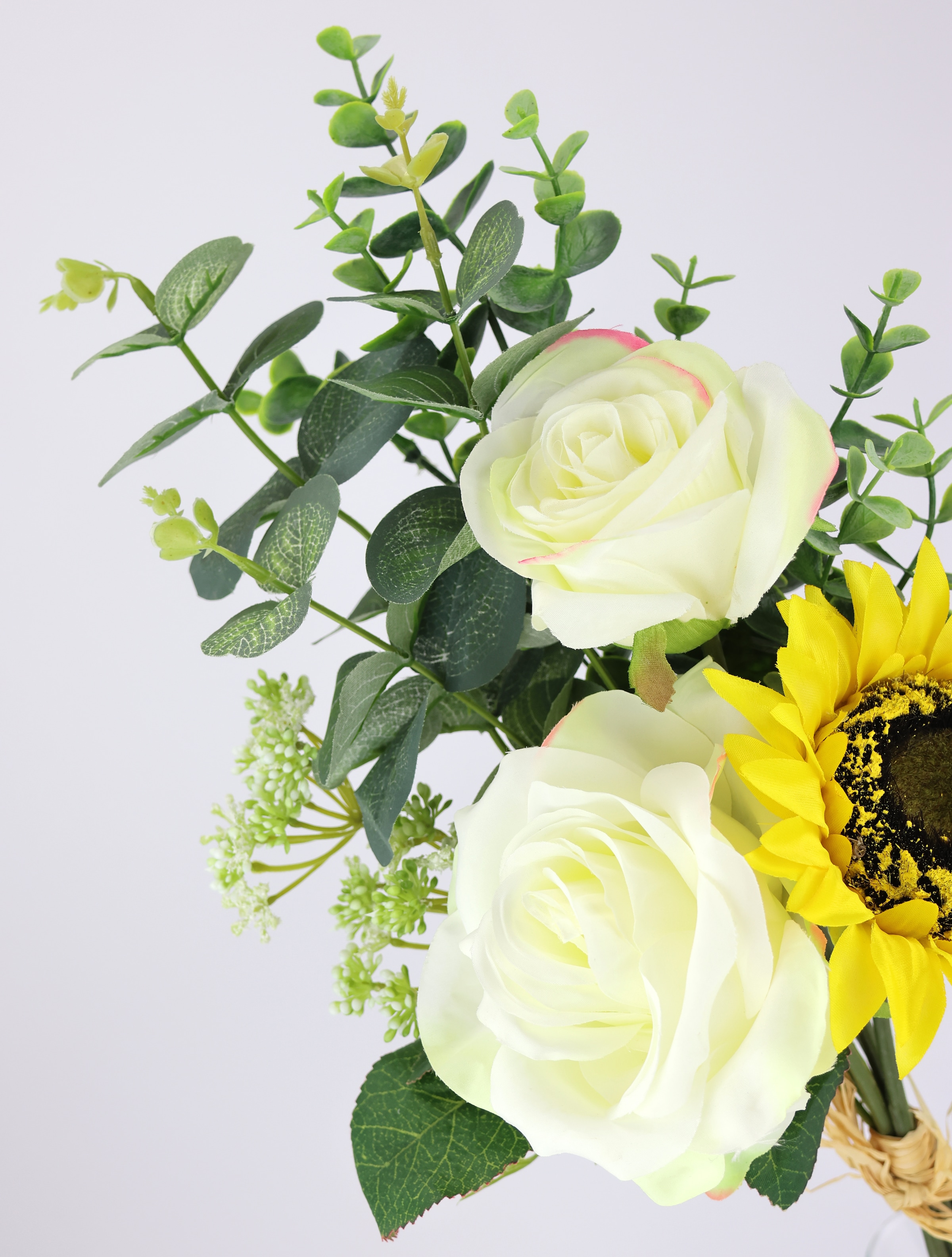 I.GE.A. Kunstblume »Bouquet Rosen/Sonnenblume«, Künstlicher Strauss Blume Blumenbouquet Blumenstrauss Rosenstrauss