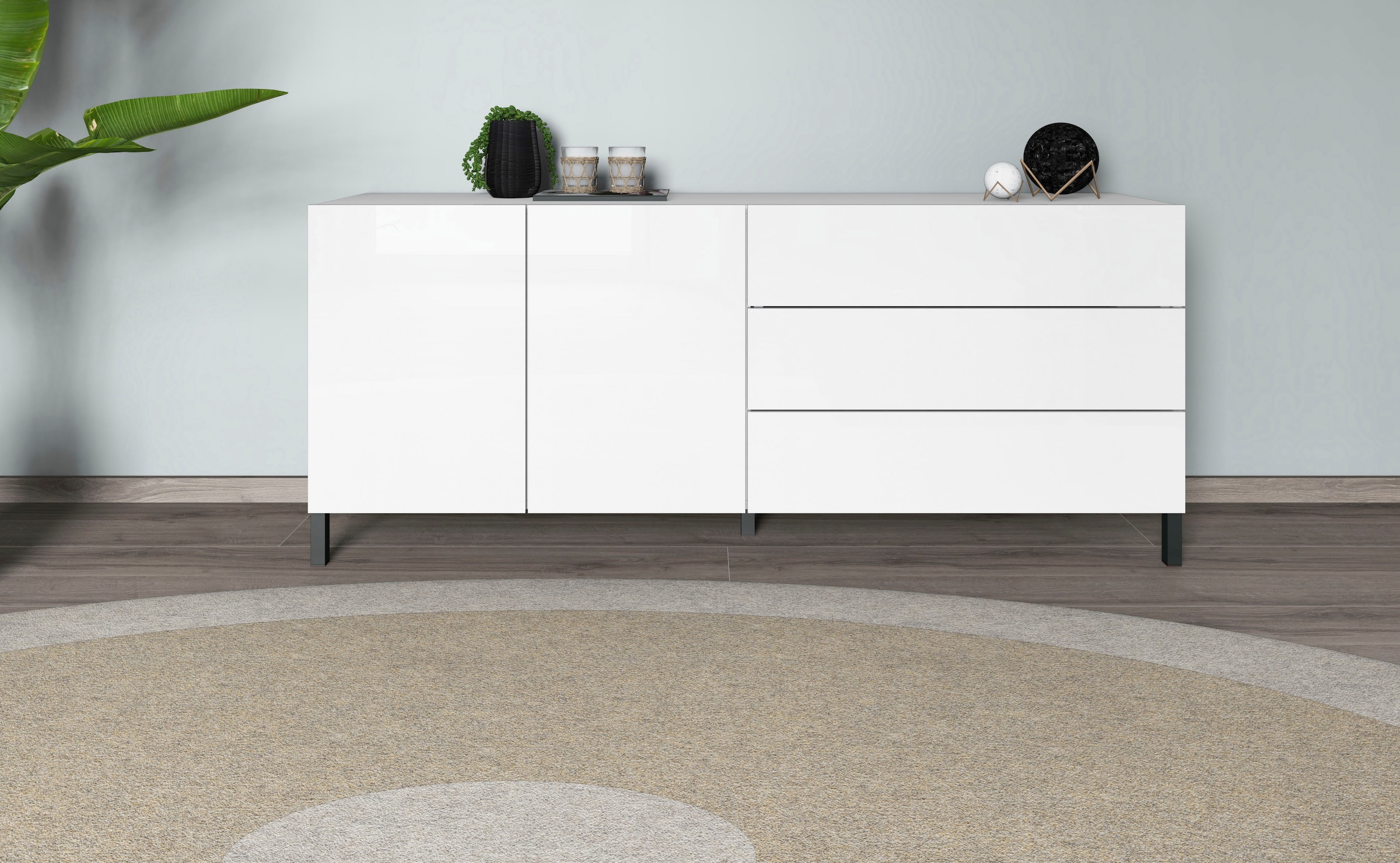Image of borchardt Möbel Sideboard "Sophia, Kommode mit Metallfüssen, 3 Schubkästen, Breite 152 oder 190 cm" grifflose Optik, viel Stauraum, verstellbare Böden