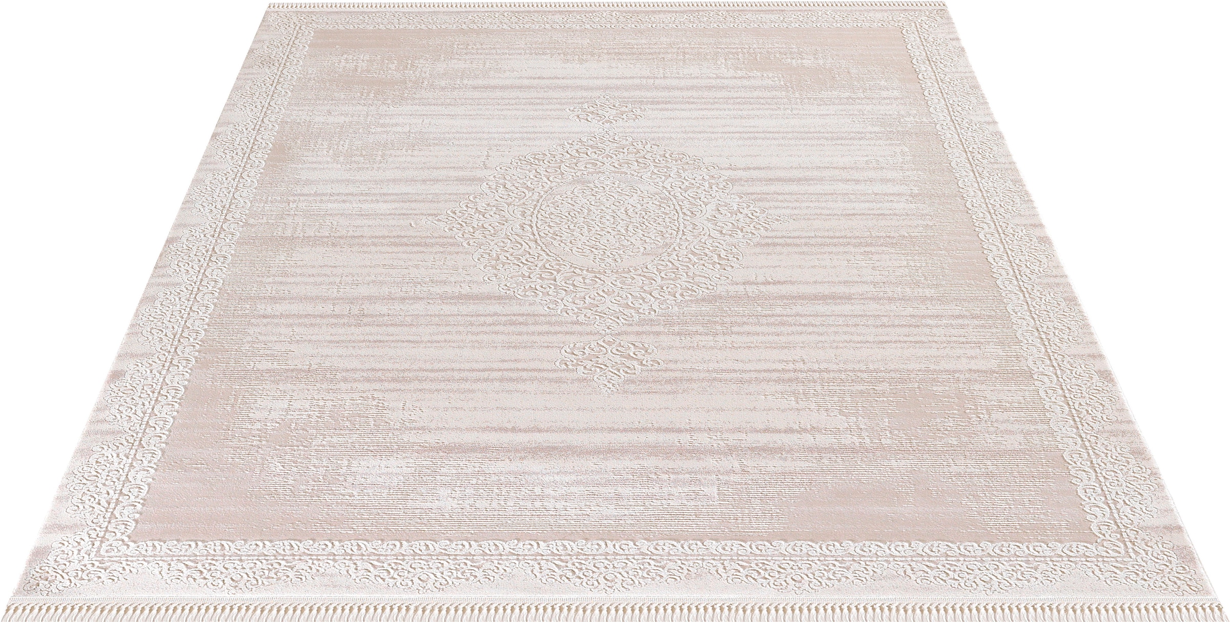 merinos Teppich »Rodin 19770«, rechteckig, 10 mm Höhe, Vintage, Orient, Kurzflor mit Fransen