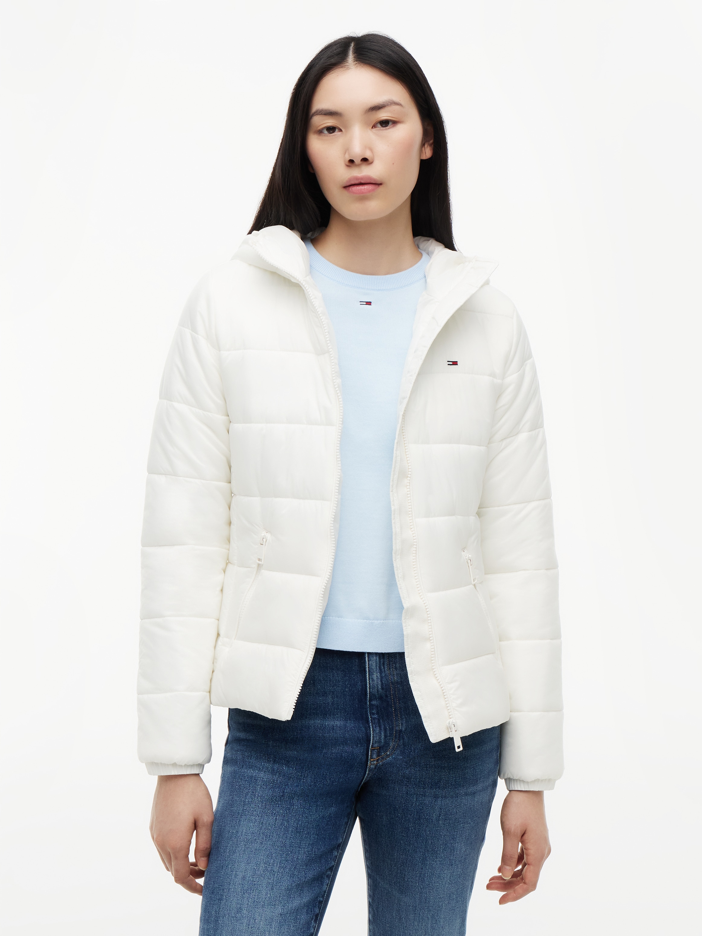 Image of Tommy Jeans Steppjacke "TJW SLIM LW HOODED PADDED JACKET" mit Kapuze Steppware, slim fit, mit Kapuze