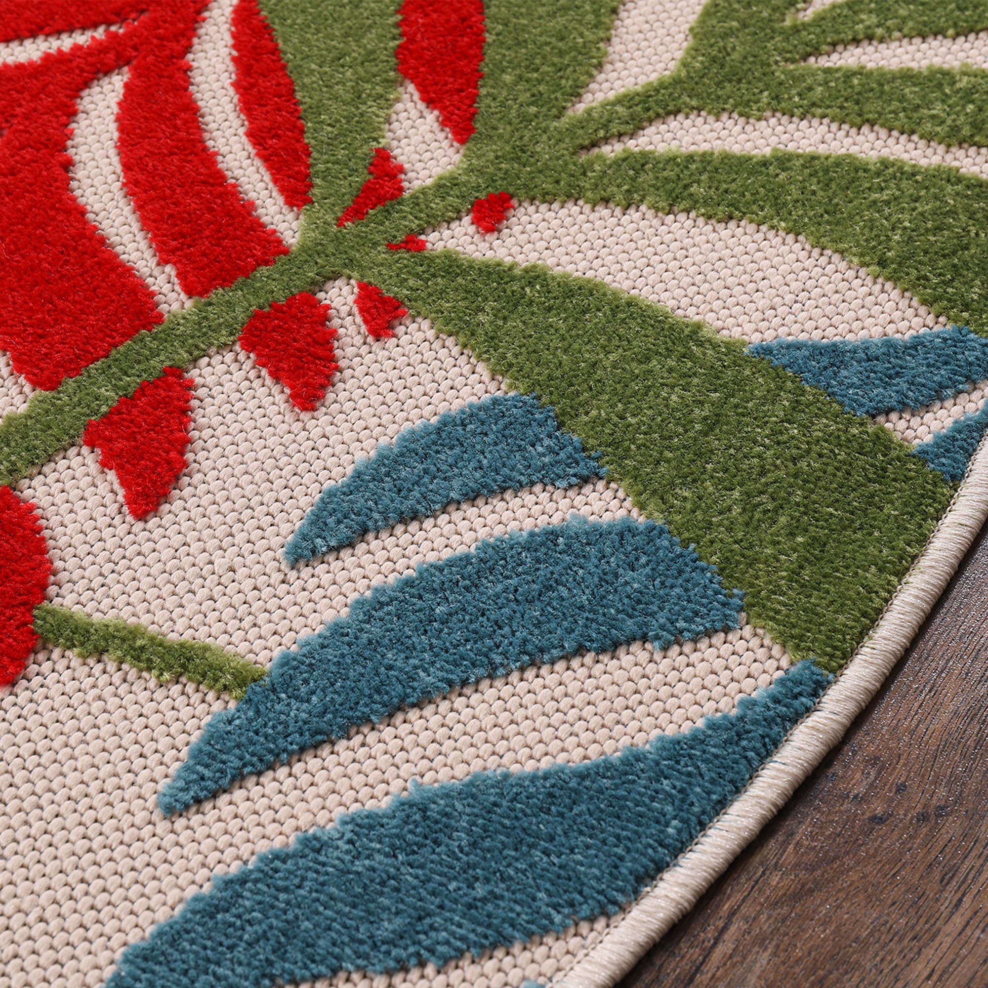 Sanat Teppich »Floral Outdoor«, rund, 6 mm Höhe, In- und Outdoor geeignet, florales Design, Balkon, Terasse