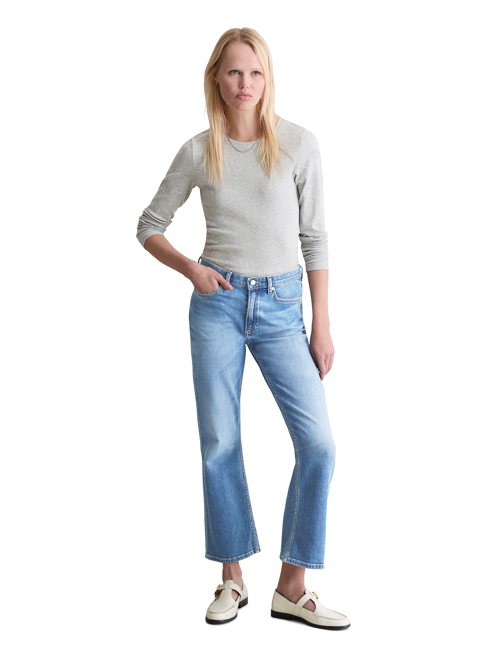 Marc O'Polo DENIM Jeans bootcut »Josina, aus Organic Cotton Stretch« hohe Leibhöhe, verkürzte Länge