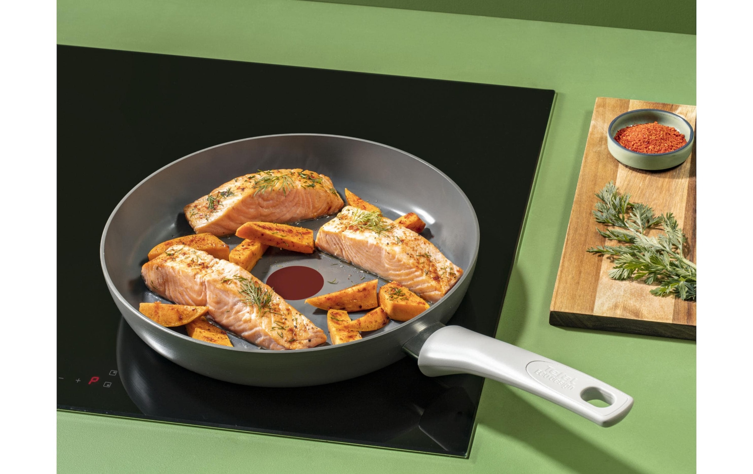 Tefal Bratpfanne »Renew On 20 / 24 / 28 cm« Aluminium 3 tlg. ratpfannenset aus recyceltem Aluminium mit Keramikbeschichtung