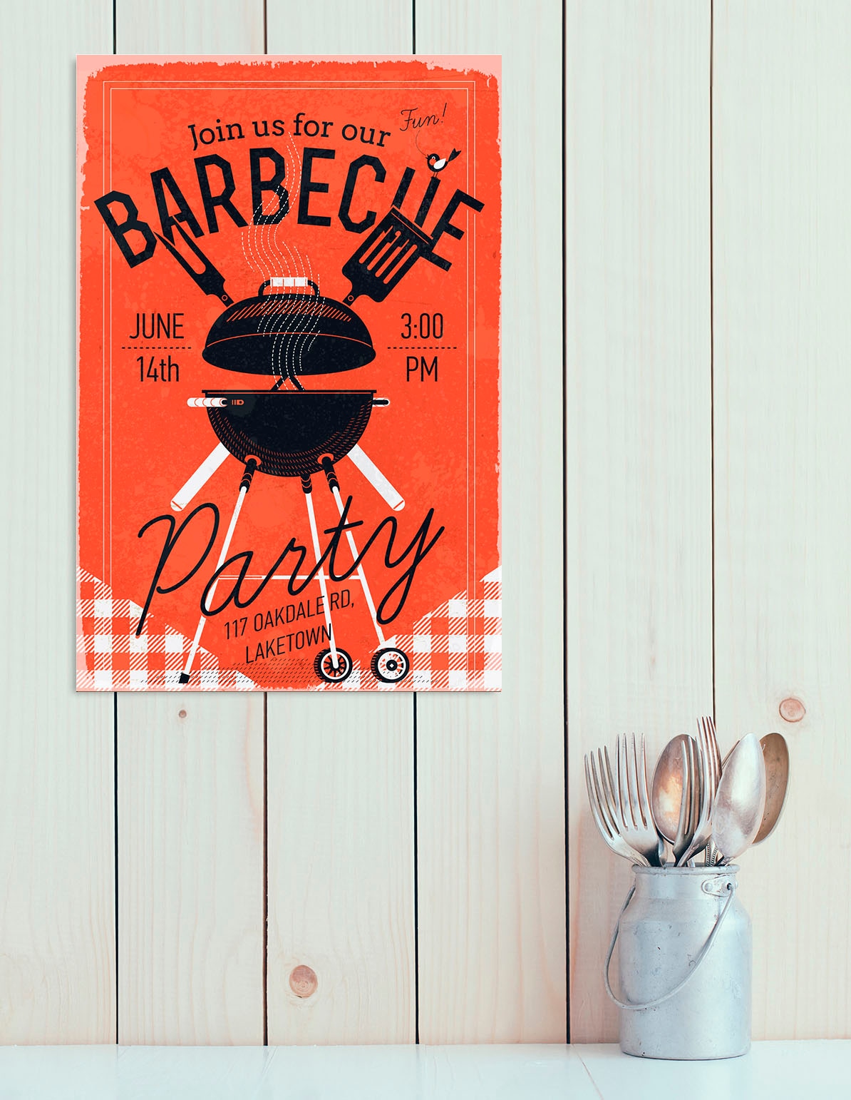 Image of queence Metallbild "Barbecue party" Schriftzug Schriftzüge 1 Stk. tlg. Stahlschilder