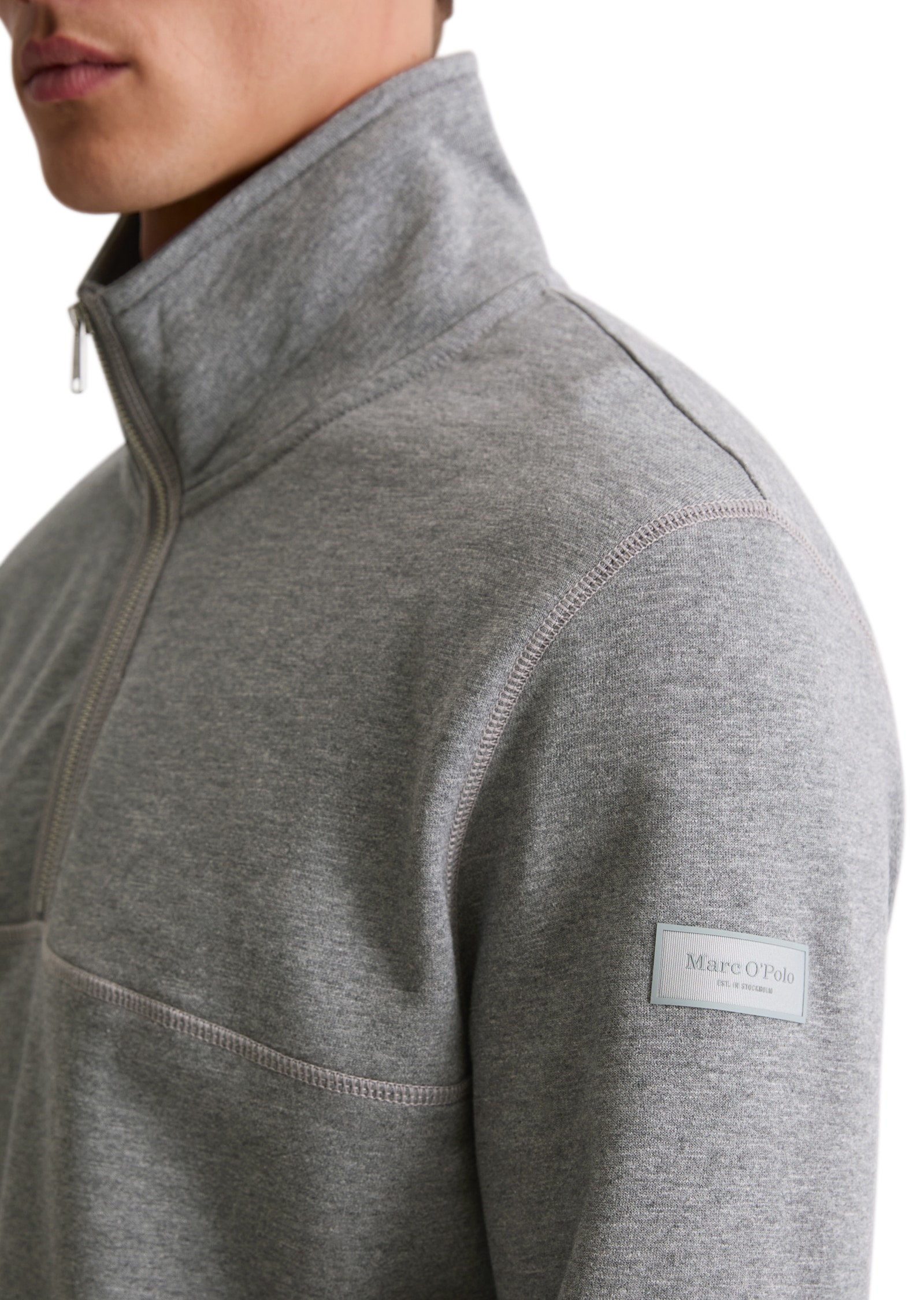 Marc O'Polo Sweatshirt »regular fit aus weicher Bio-Baumwolle«, Troyerkragen mit Reissverschluss
