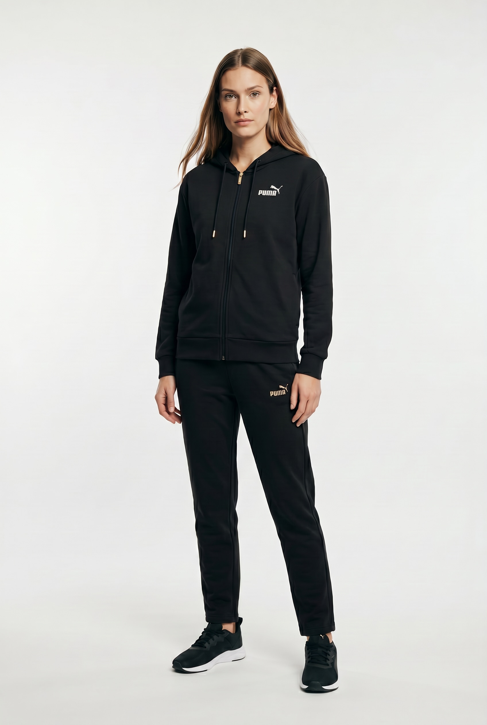 PUMA Combinaison d'entraînement »METALLIC HOODED STANDARD SWEAT SUIT FL OP« 2 avec capuche, en polaire douce