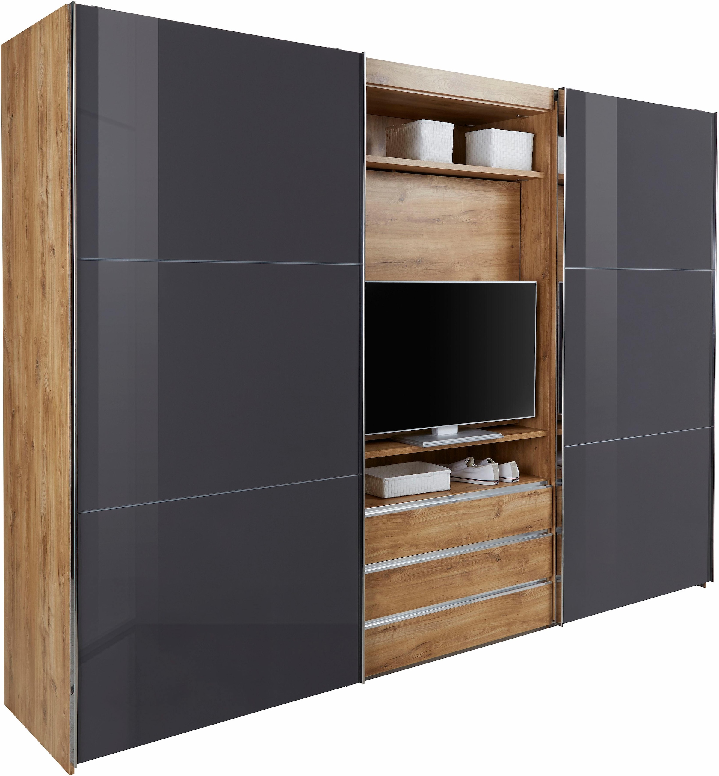 Wimex Schwebetürenschrank »Magic by fresh to go«, tolles EXTRA: mit drehbarem TV-Element, Fronten aus Glas