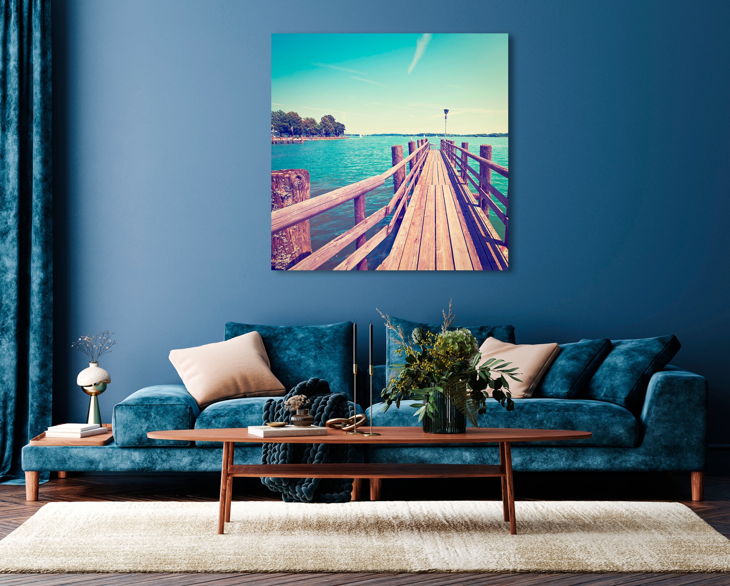 Image of queence Acrylglasbild "Ernesto" Düne Himmel Landschaft Meer Meer Bilder Spa Steg Strand 1 Stk. tlg. Fine Art-Print in Galeriequalität