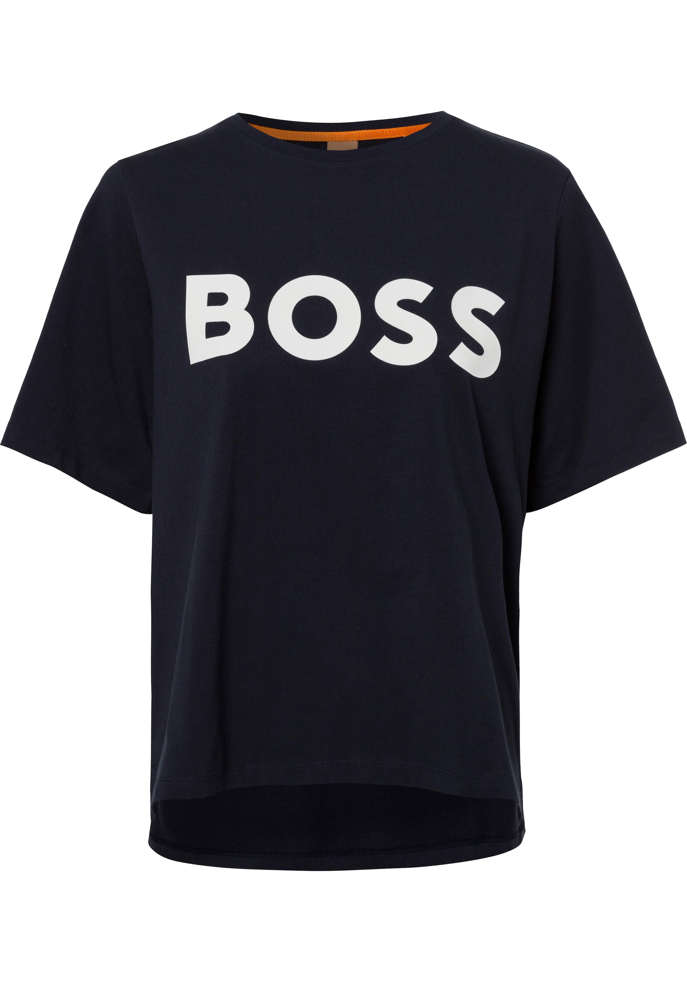 T-Shirt, ORANGE ♕ BOSS-Kontrastband am innen mit BOSS bestellen Ausschnitt versandkostenfrei