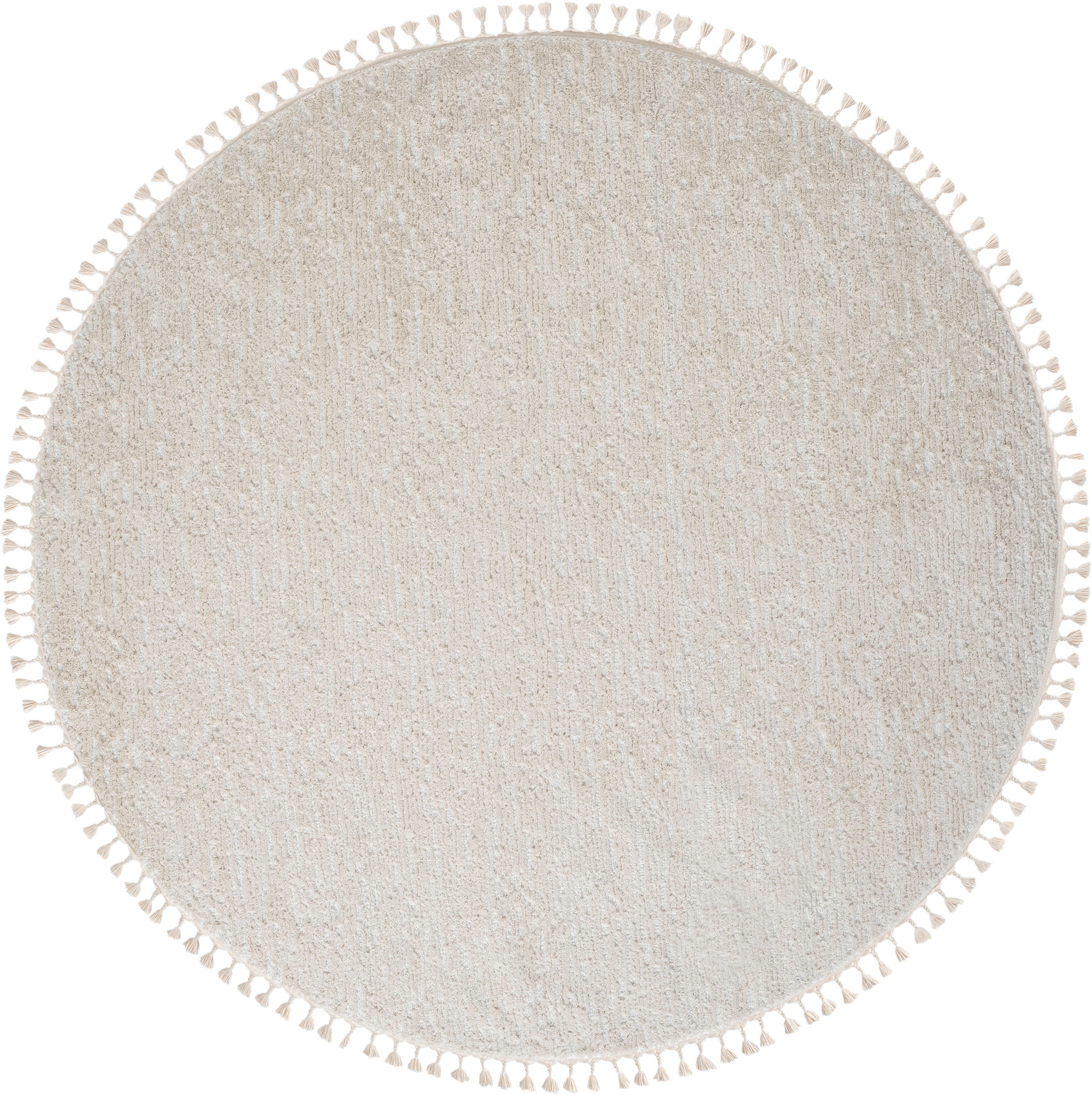 Myflair Möbel & Accessoires Hochflor-Teppich »Moroccan Pureness«, rund, 24 mm Höhe, moderner Teppich, Uni-Farben, weich durch Hochflor, mit Fransen