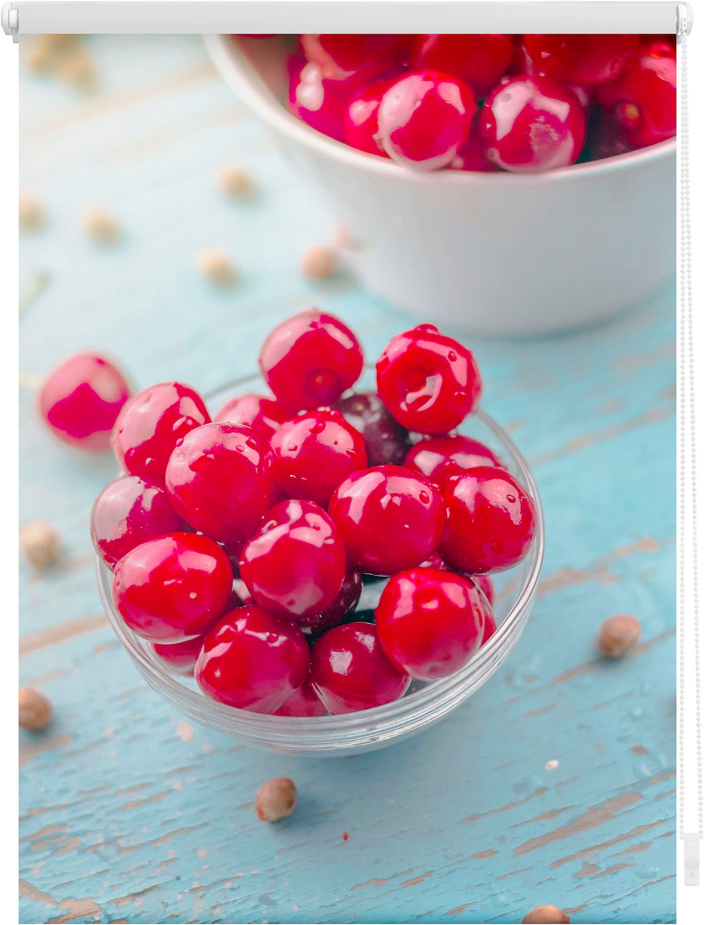 LICHTBLICK ORIGINAL Store à tirage latéral »Rollo Klemmfix, ohne Bohren, Verdunkelung, Kirschen - Rot« verdunkelnd freihängend