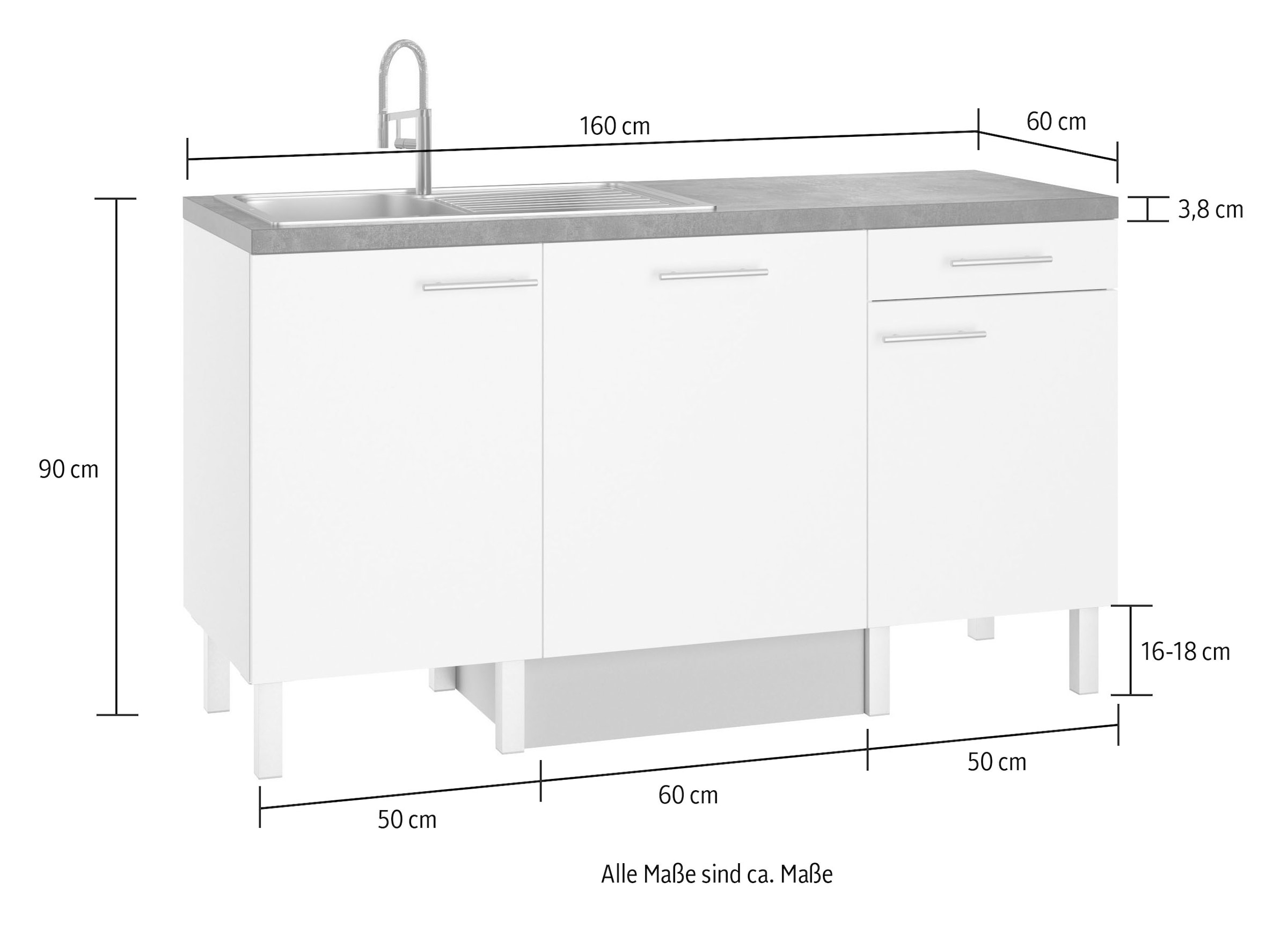 OPTIFIT Küche »Lilly«, Breite 160 cm, wahlweise mit E-Geräten