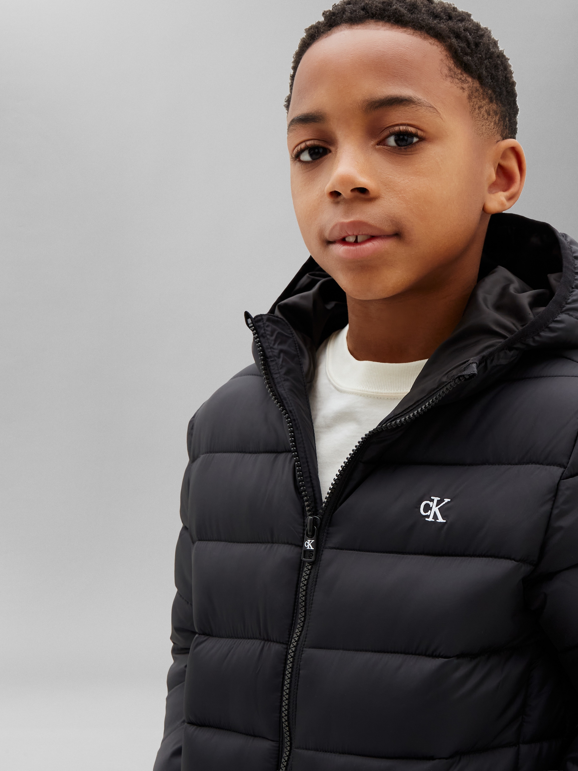 Calvin Klein Jeans Steppjacke mit Kapuze Regular Fit, Logostickerei
