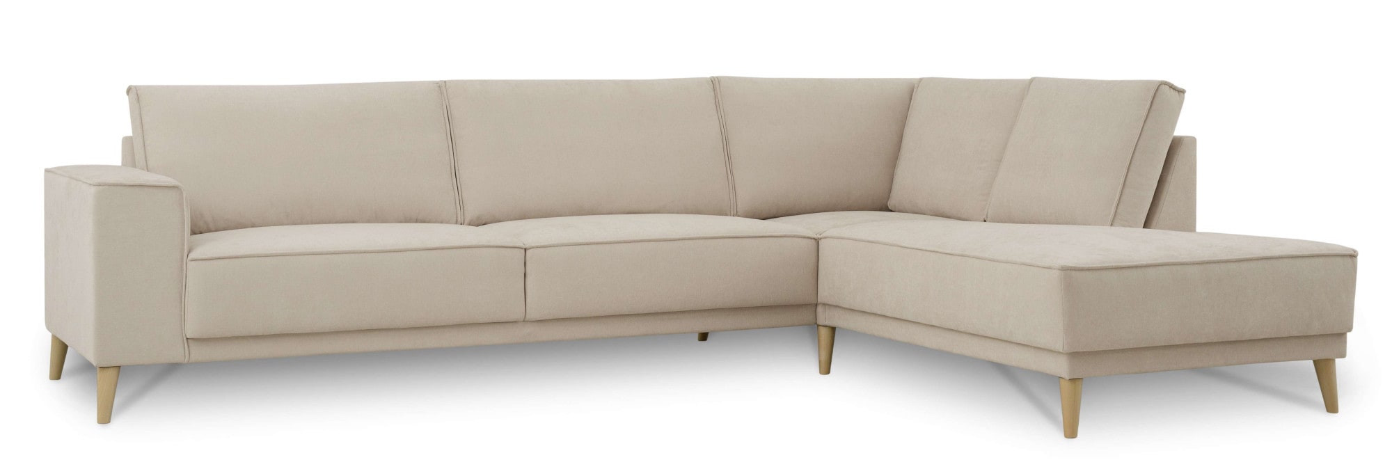 GOODproduct Ecksofa »Oland Skandi, weicher Chenille-Stoff« L-Form, 289 cm, Wellenunterfederung, Skandi-Design, Massivholzfüsse