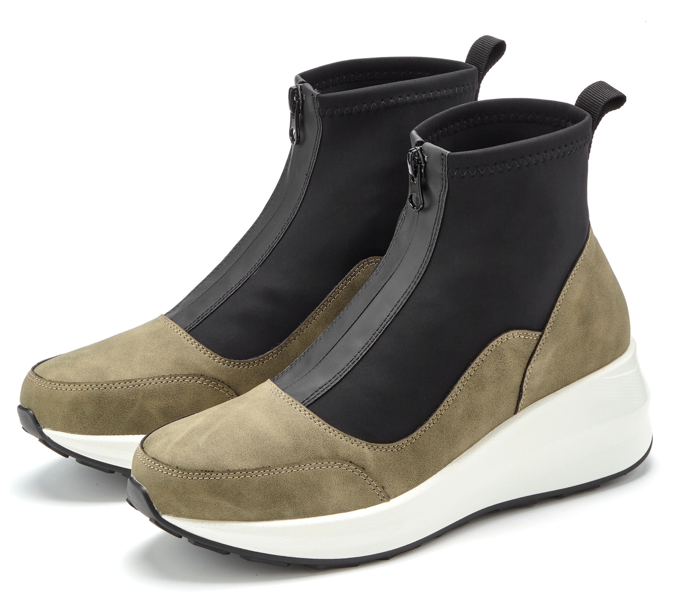 Image of LASCANA Stiefelette "Sneaker, Keilstiefelette, Freizeitschuh" NEU mit innenliegendem Keilabsatz und Frontreissverschluss VEGAN