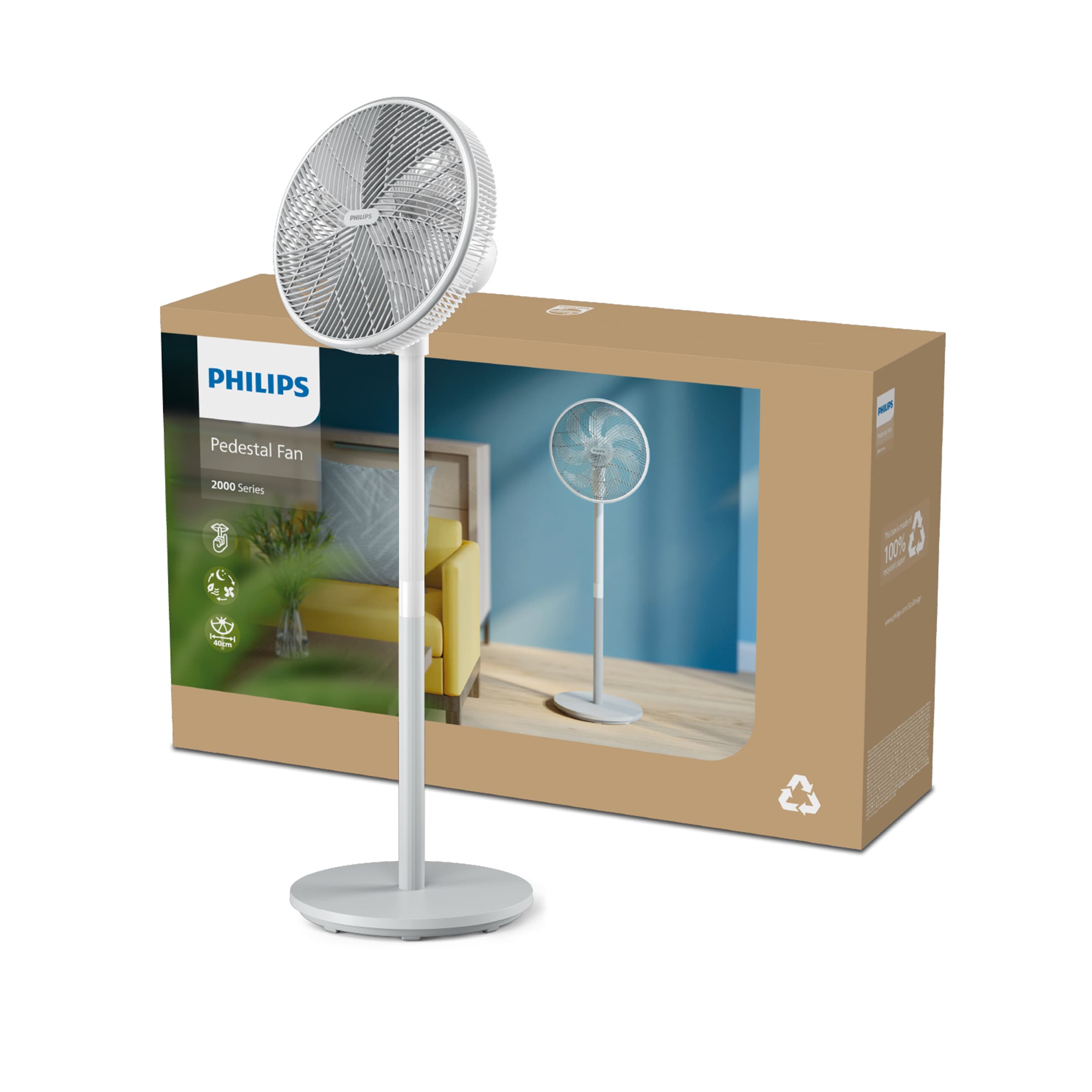 Philips Ventilateur sur pied »CX2550/00 Serie 2000, mit extrem leiser SilentWings-Technologie, 19 dB« 2-in-1-Tisch- & Standventilator, neig- & drehbar, elegantes Design